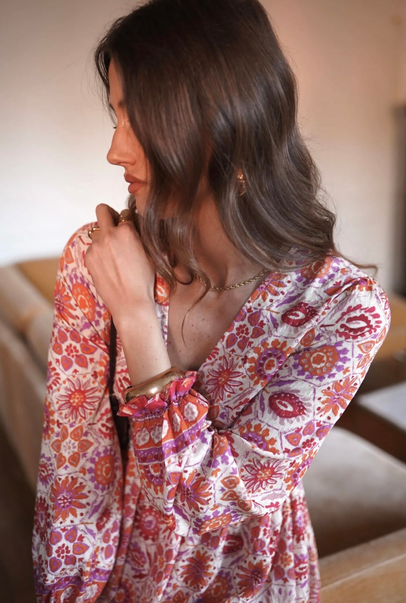 Robe MAUREA orange et fuchsia