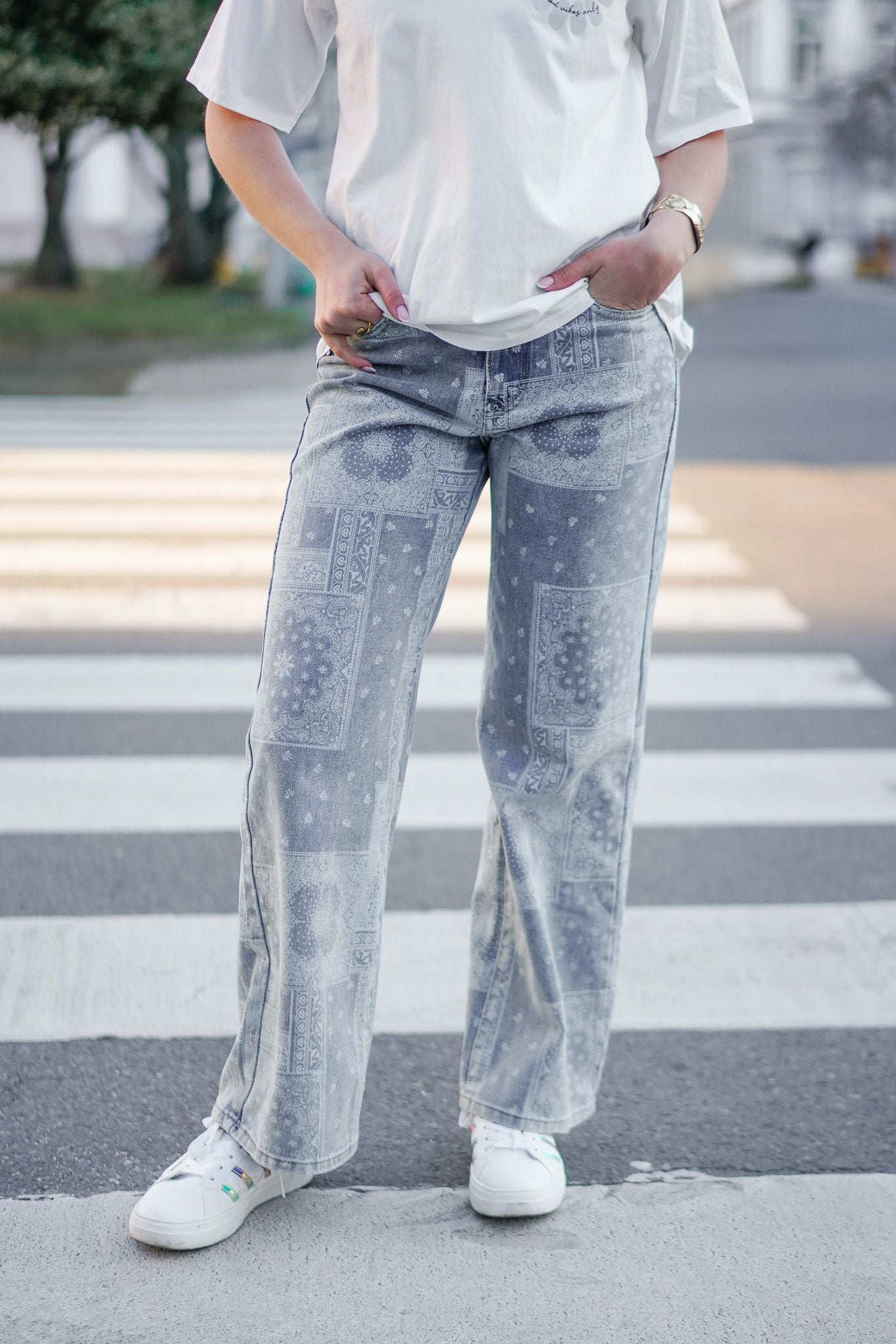 Jeans wide leg HADID imprimé bandana
