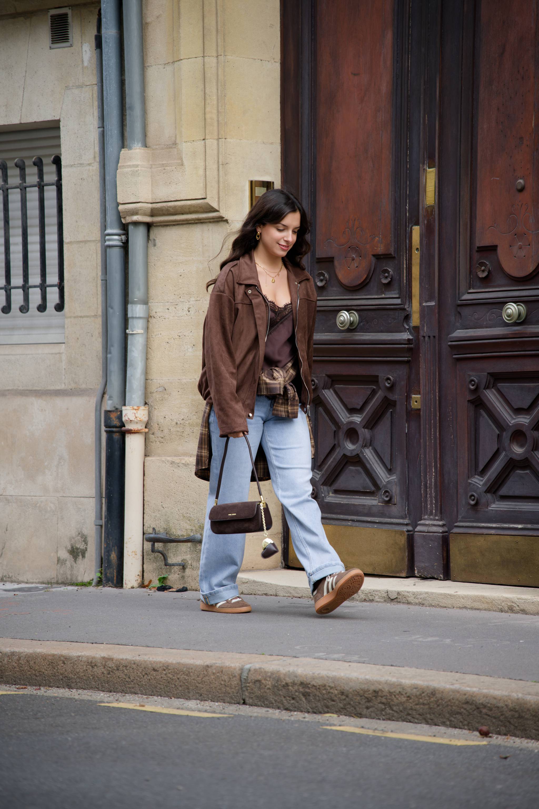 Chemise à carreaux AMBER marron