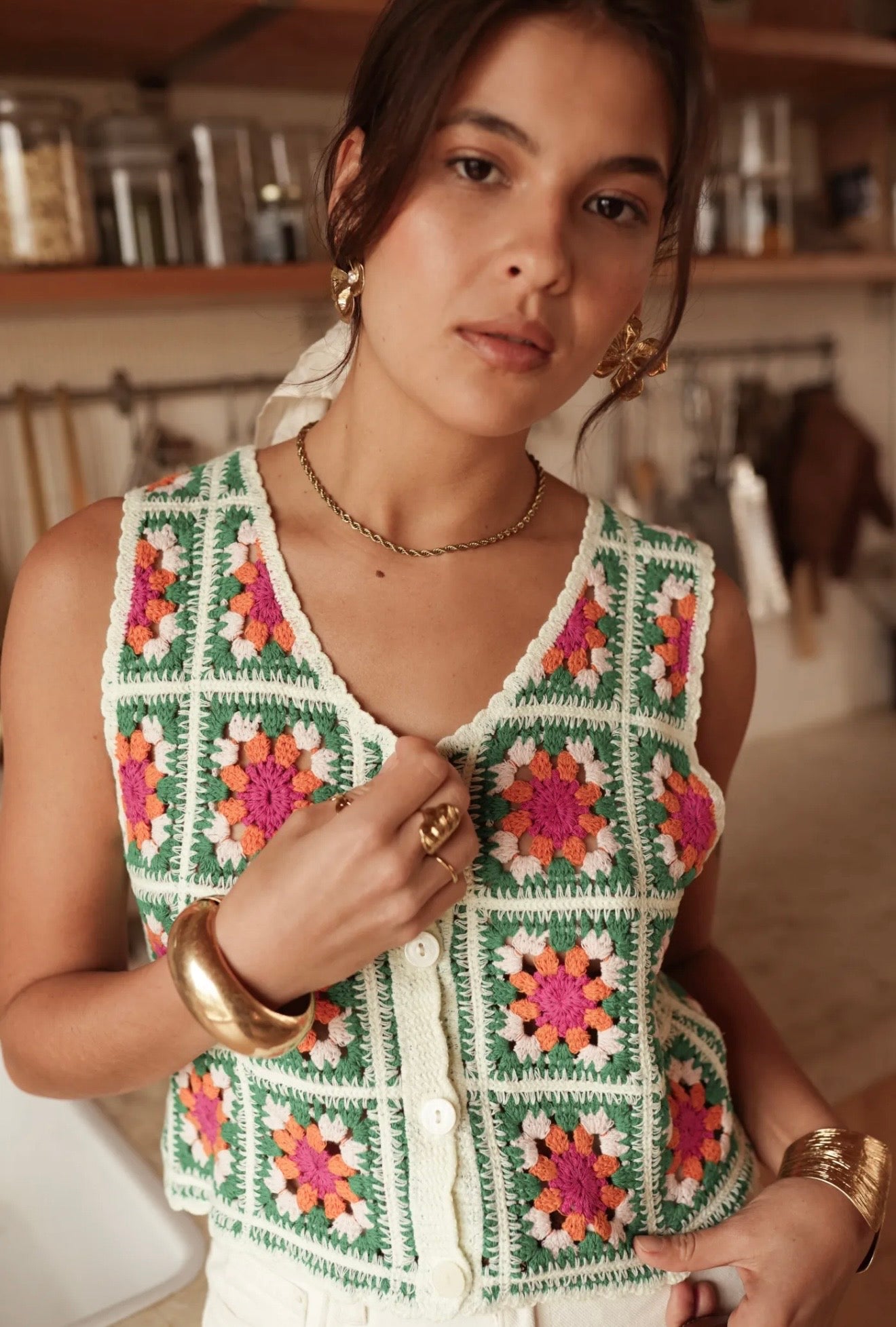 Top en crochet JOSEPHA vert