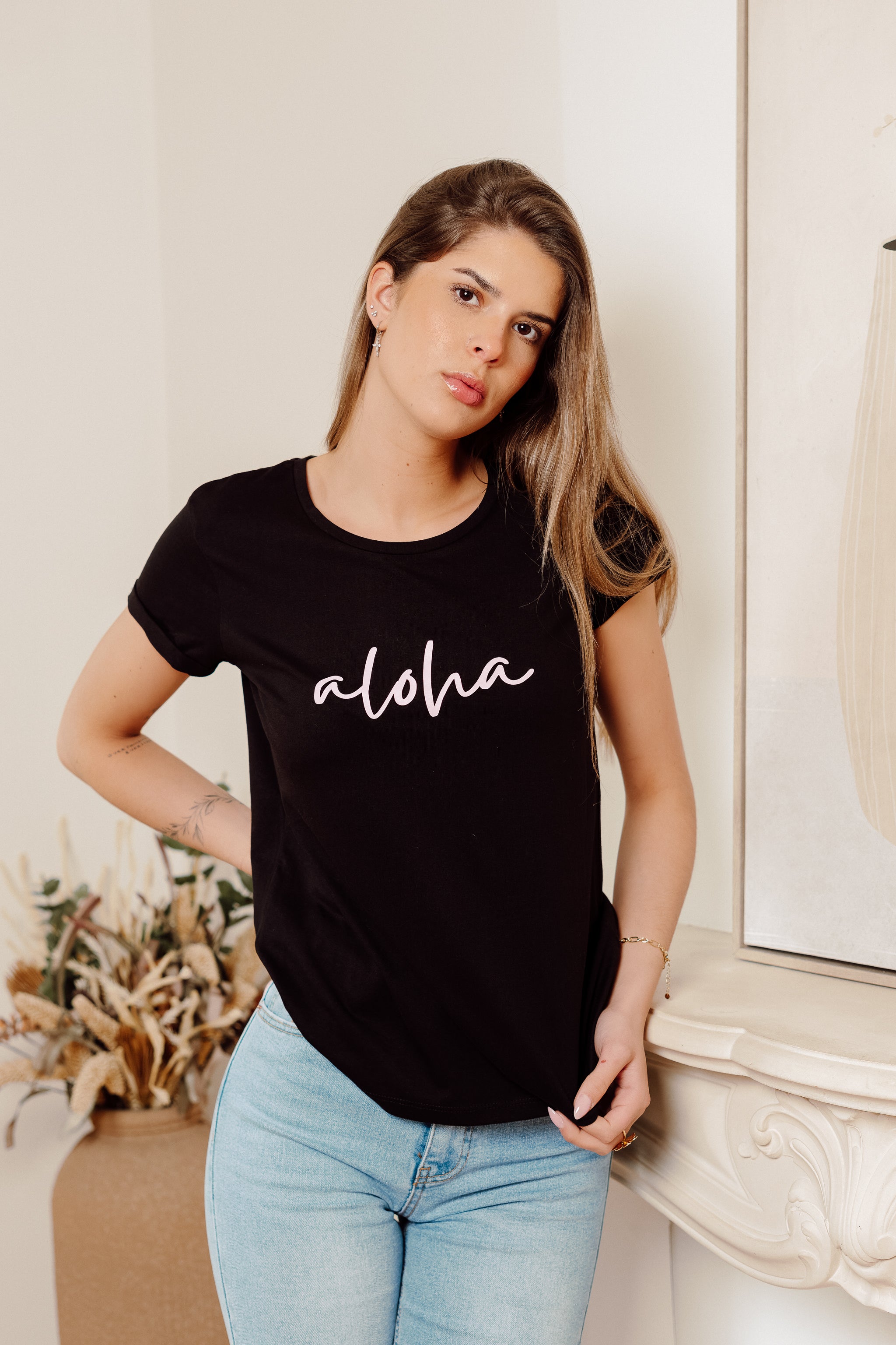 ALOHA schwarzes T-Shirt