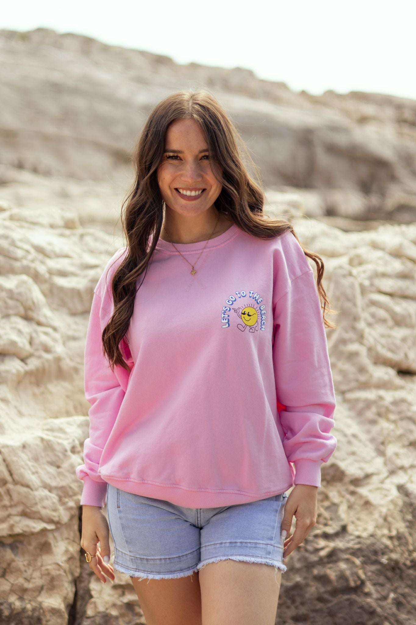 Sweat LET'S GO TO THE BEACH rose clair