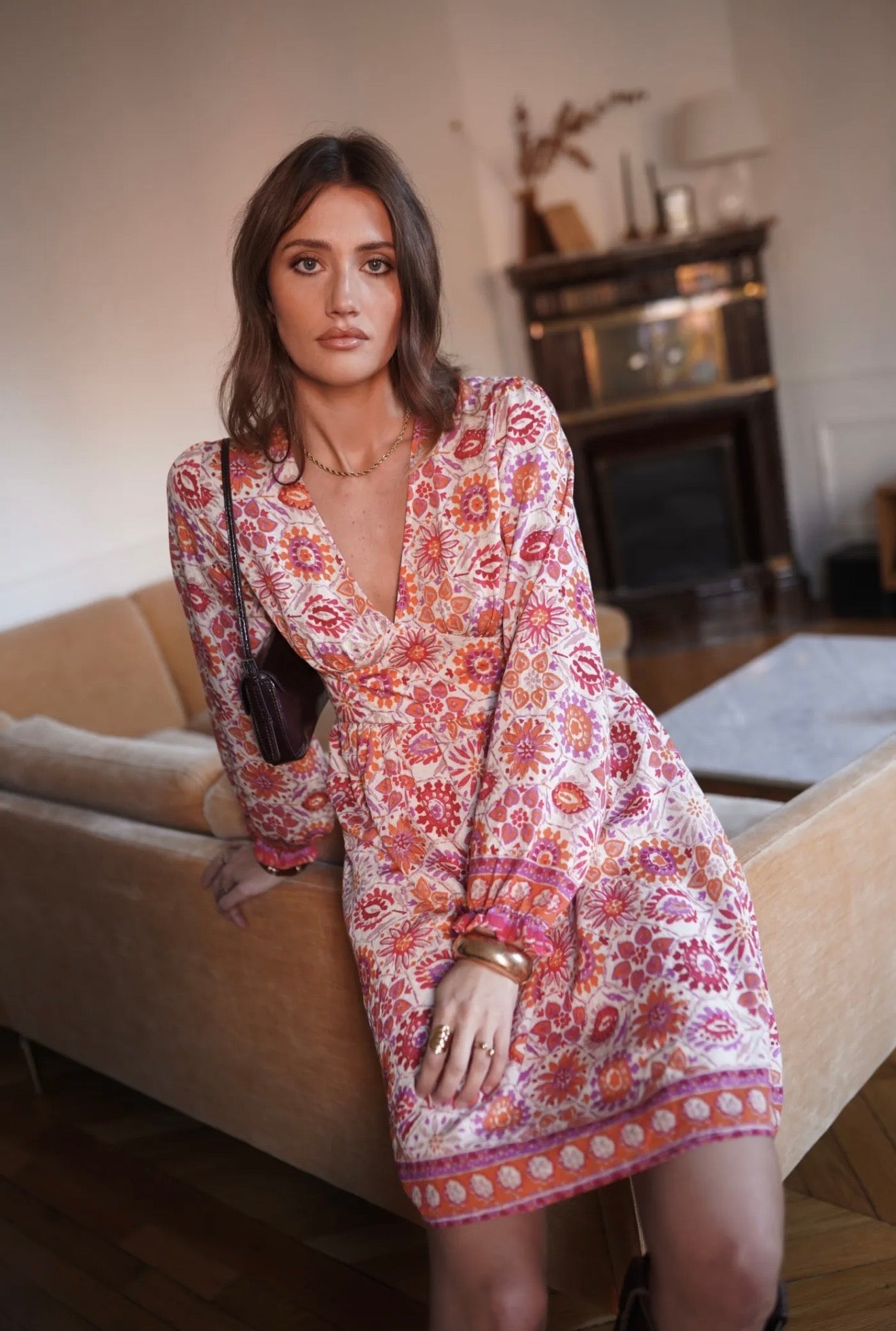 Robe MAUREA orange et fuchsia