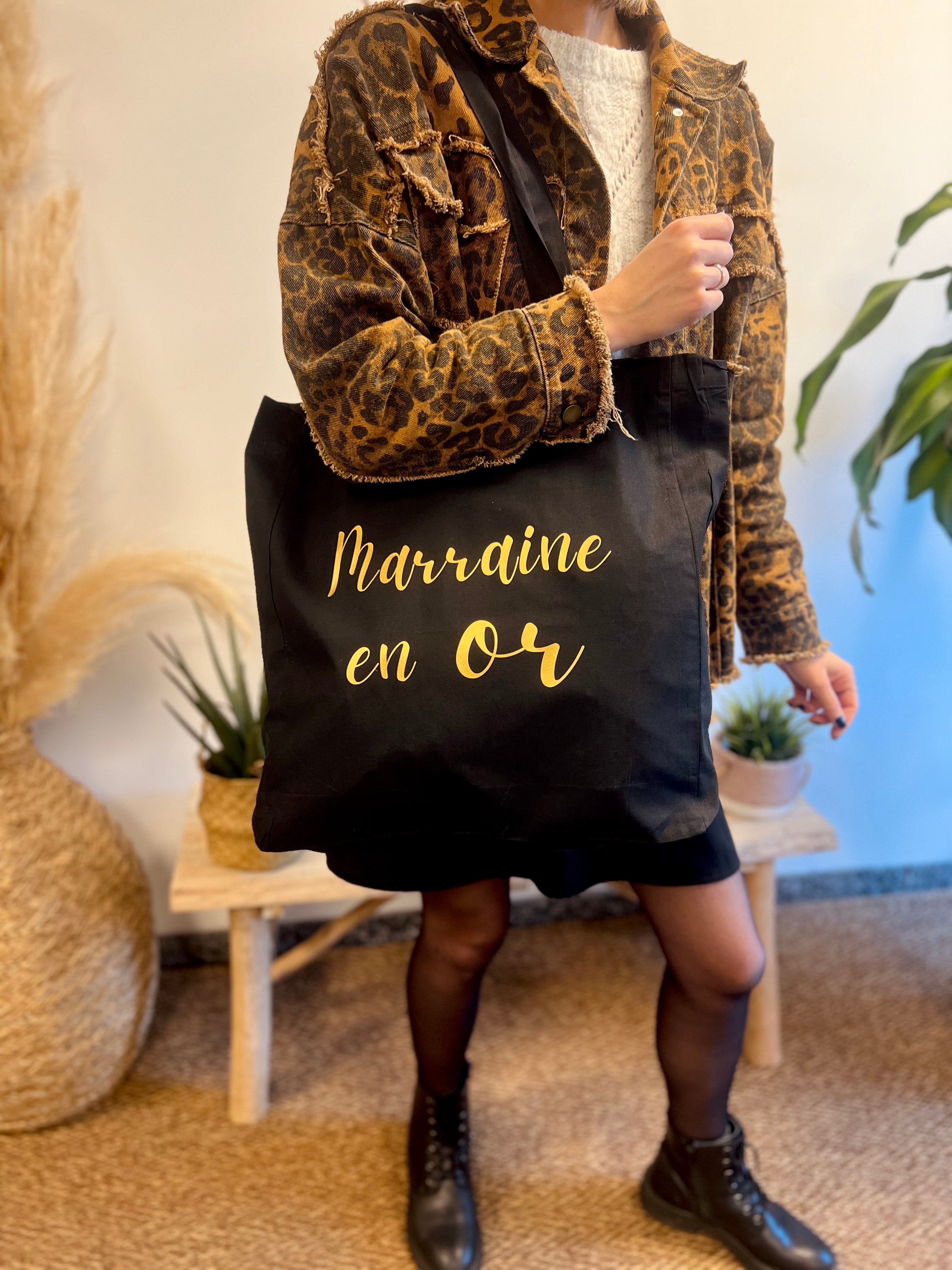 Totebag MARRAINE EN OR coton oeko-tex