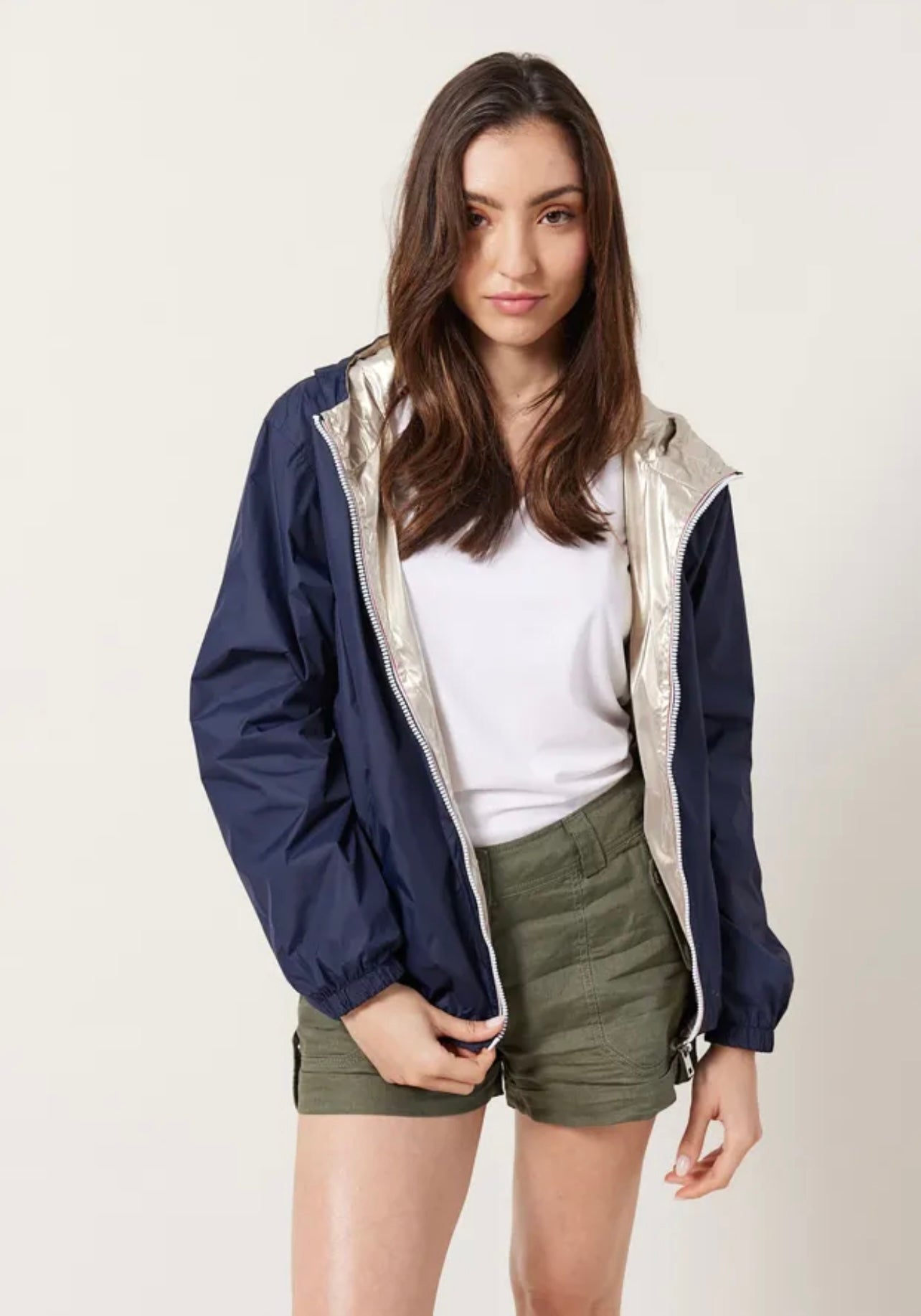 Parka réversible courte AGATA bleu marine