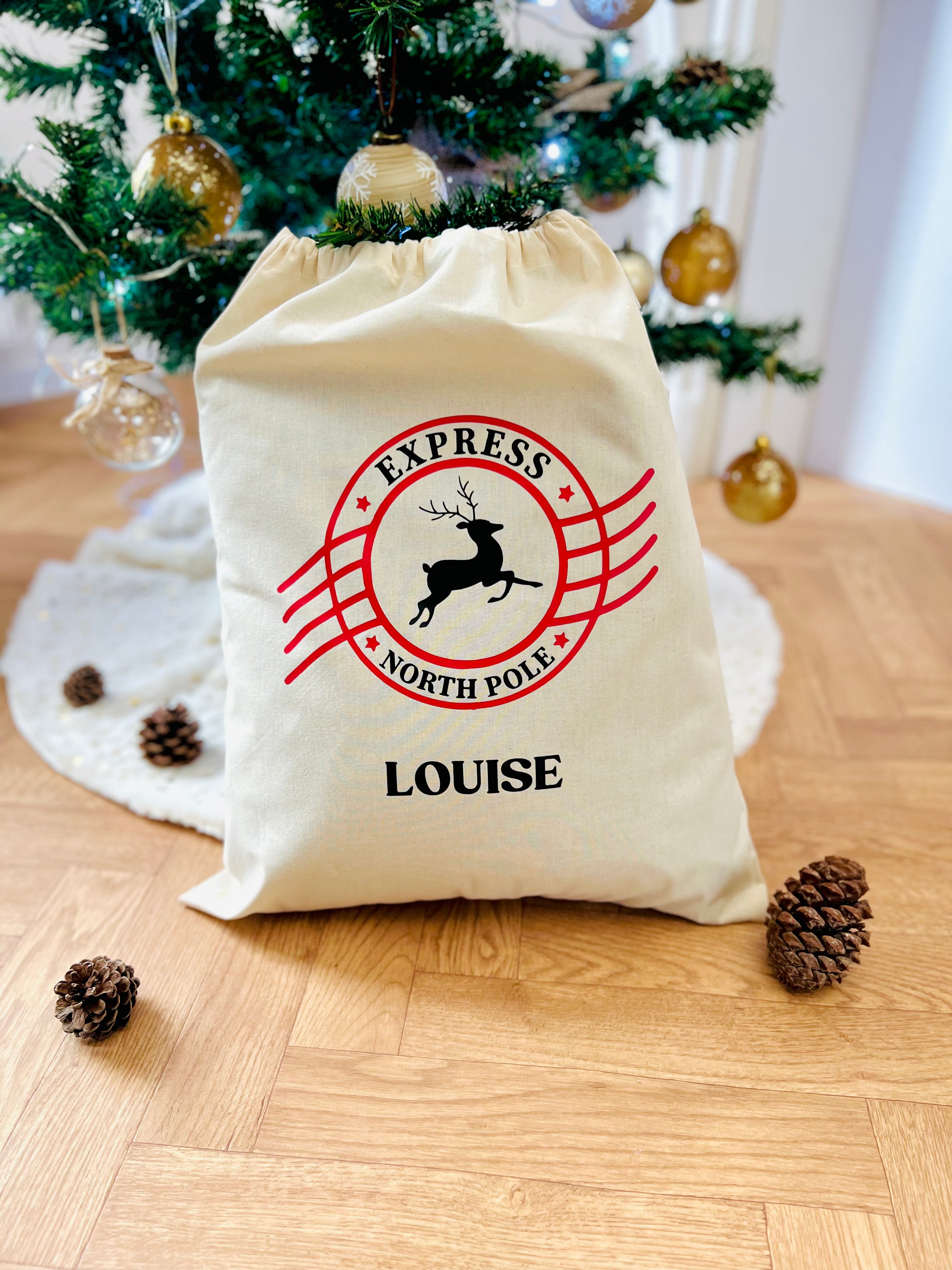 Hotte à cadeaux de Noël à personnaliser EXPRESS NORTH POLE