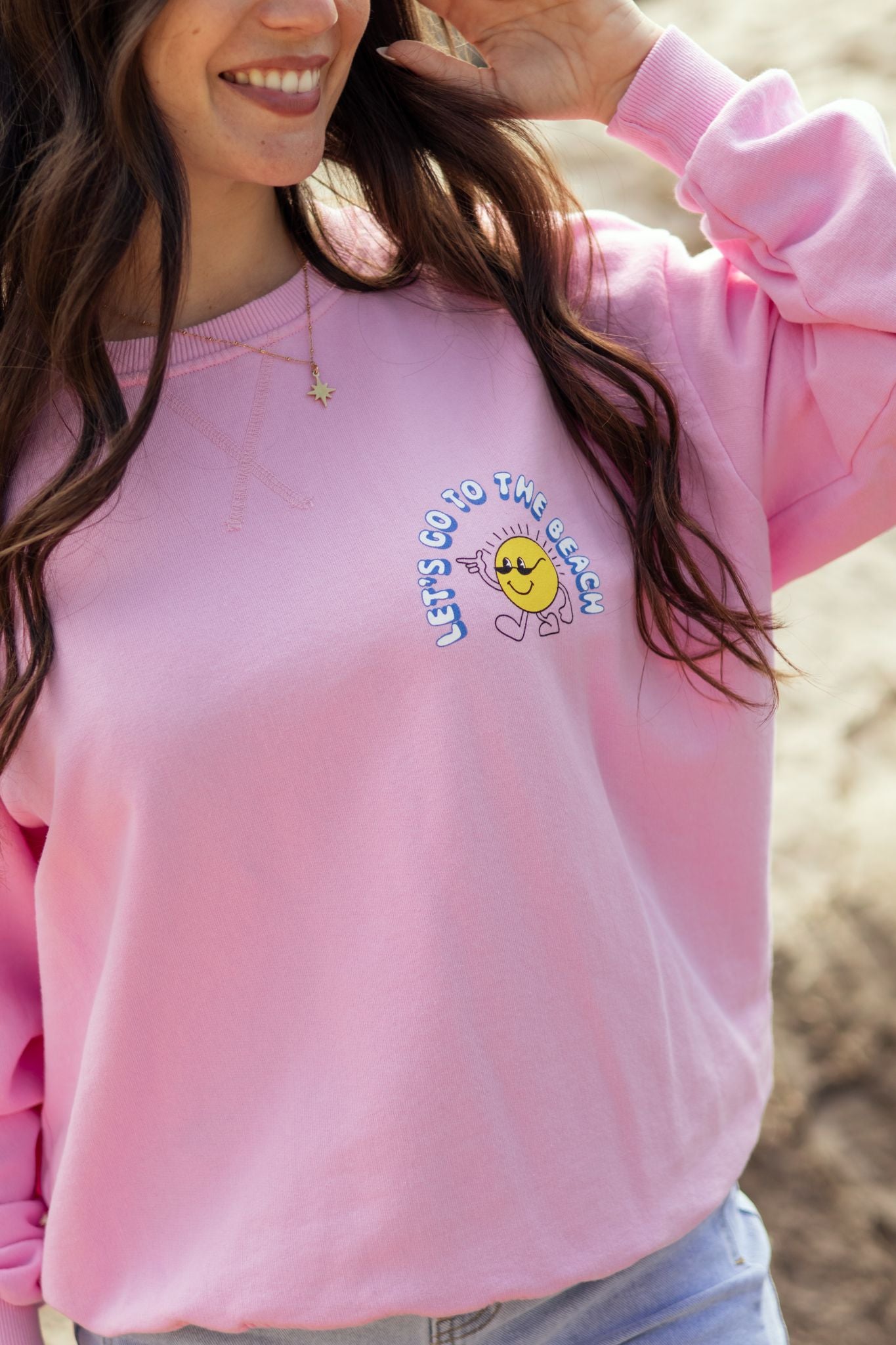 Sweat LET'S GO TO THE BEACH rose clair