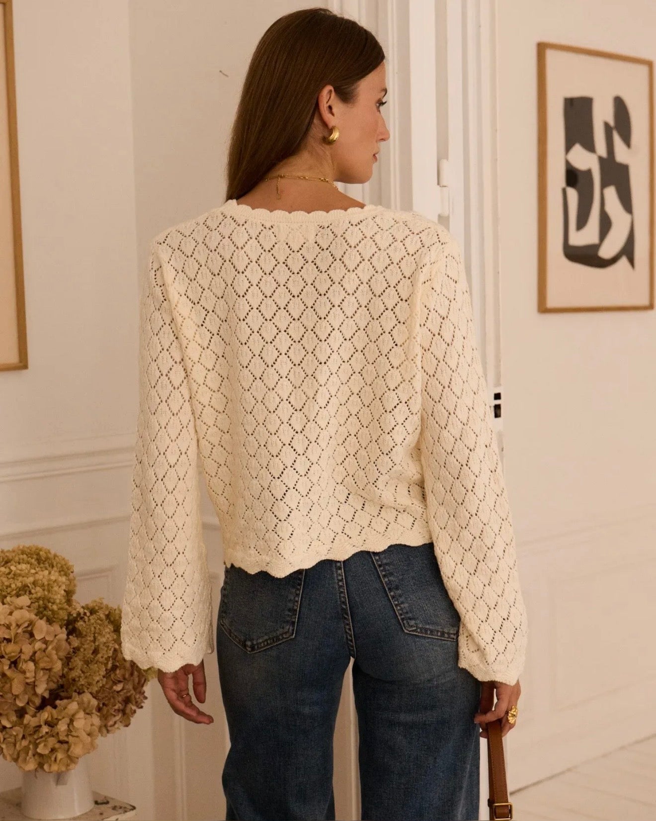 Gilet en crochet AXELIA beige