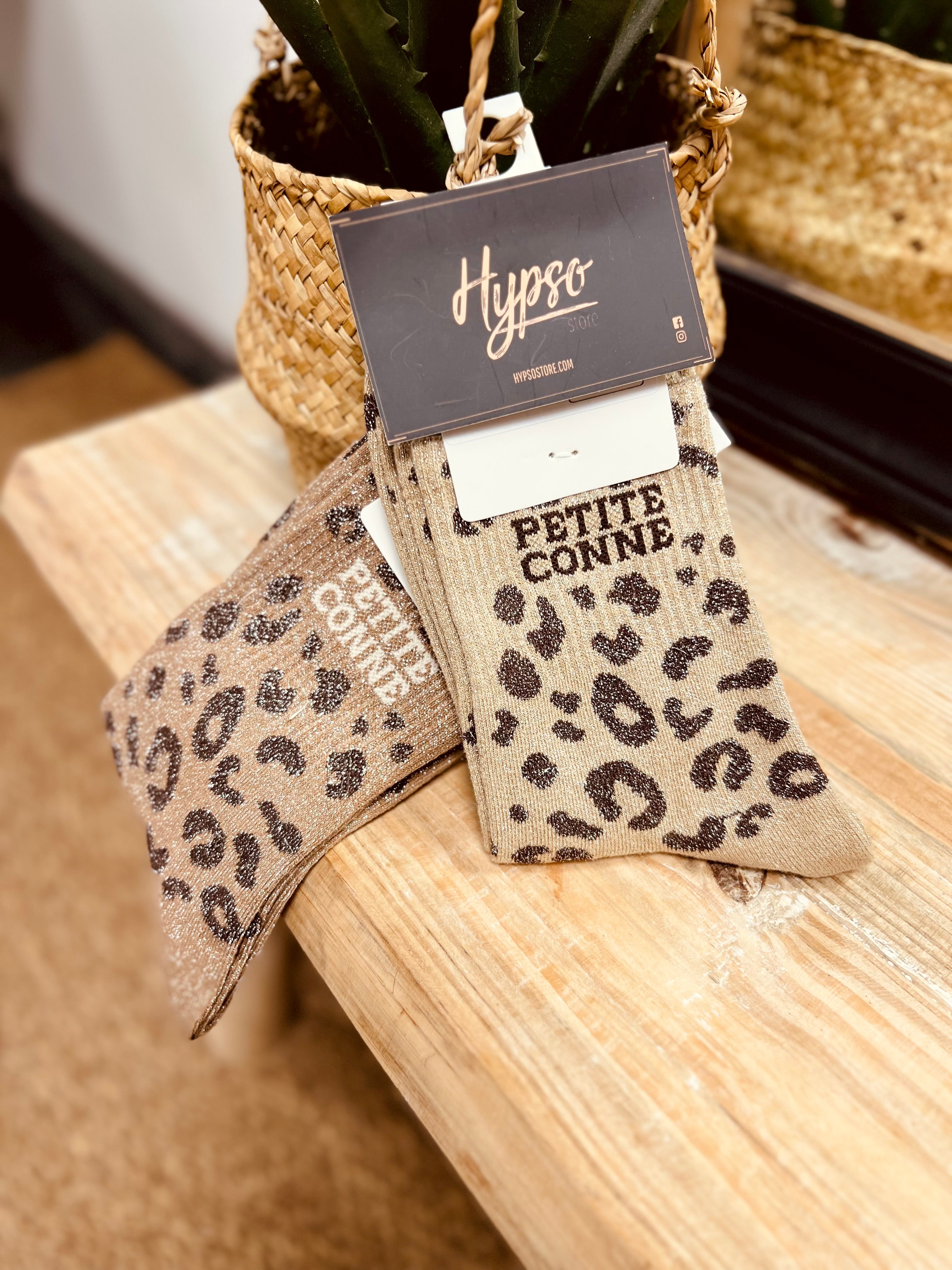 Chaussettes à paillettes PETITE CONNE léopard