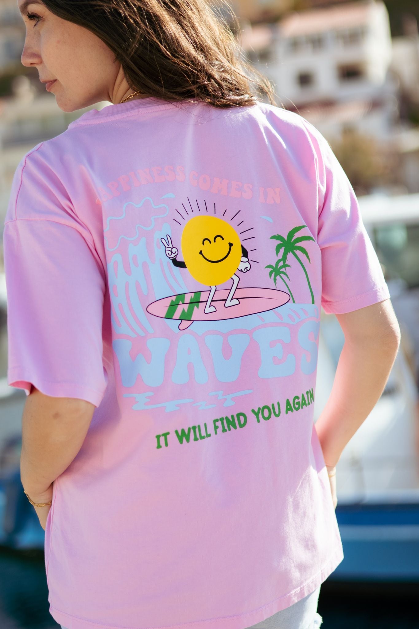 Tee-shirt SURF HAPPINESS COMES IN WAVES (différents coloris)