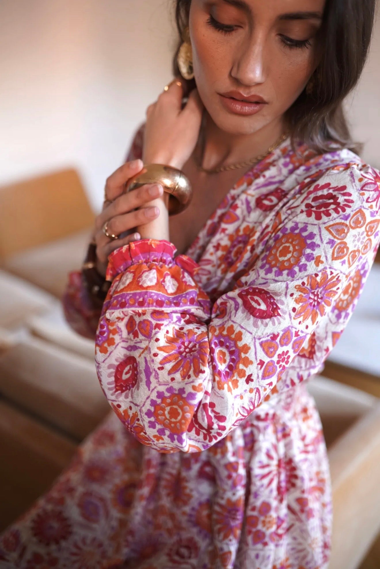 Robe MAUREA orange et fuchsia