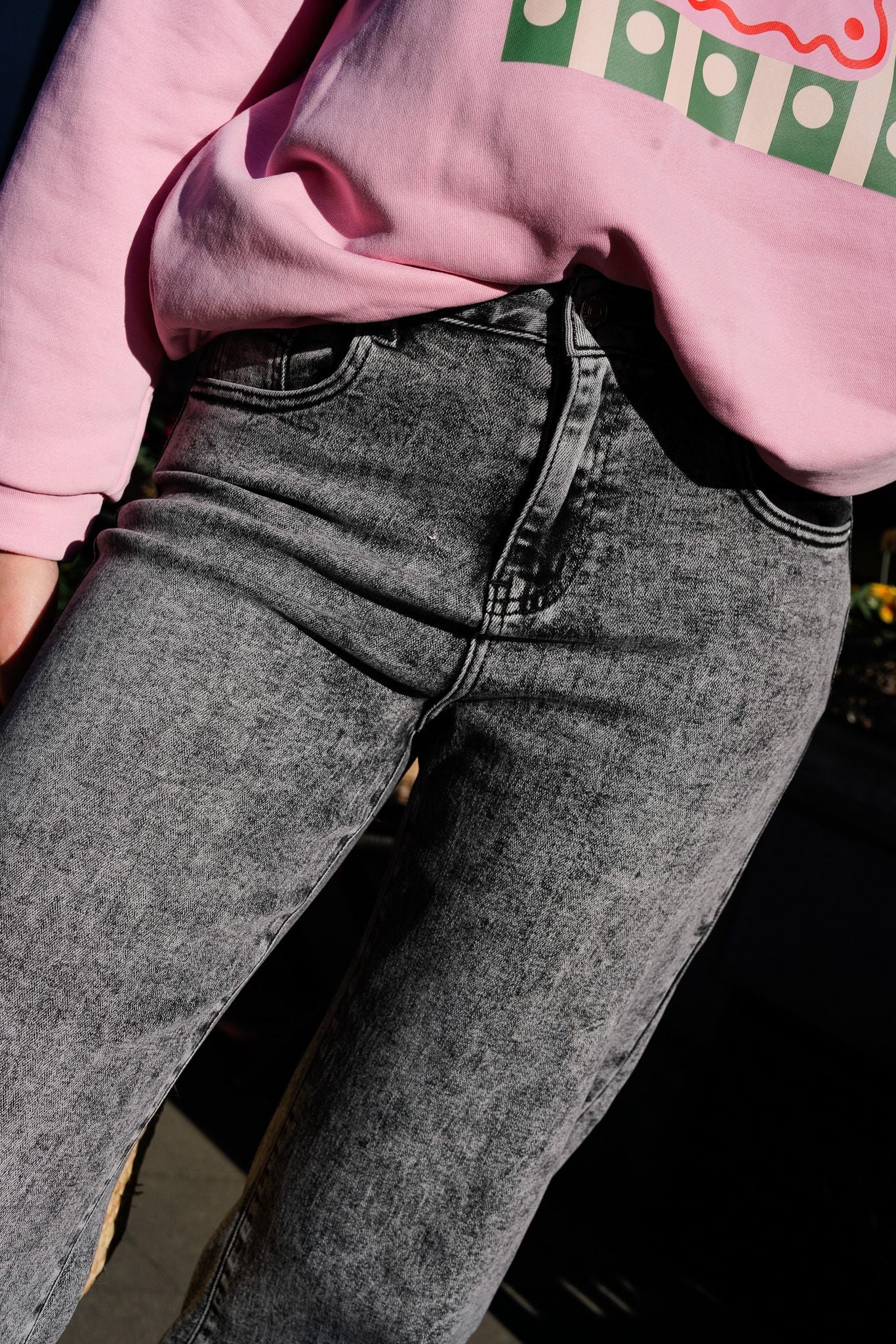 Jeans wide leg EDELENNE gris couture