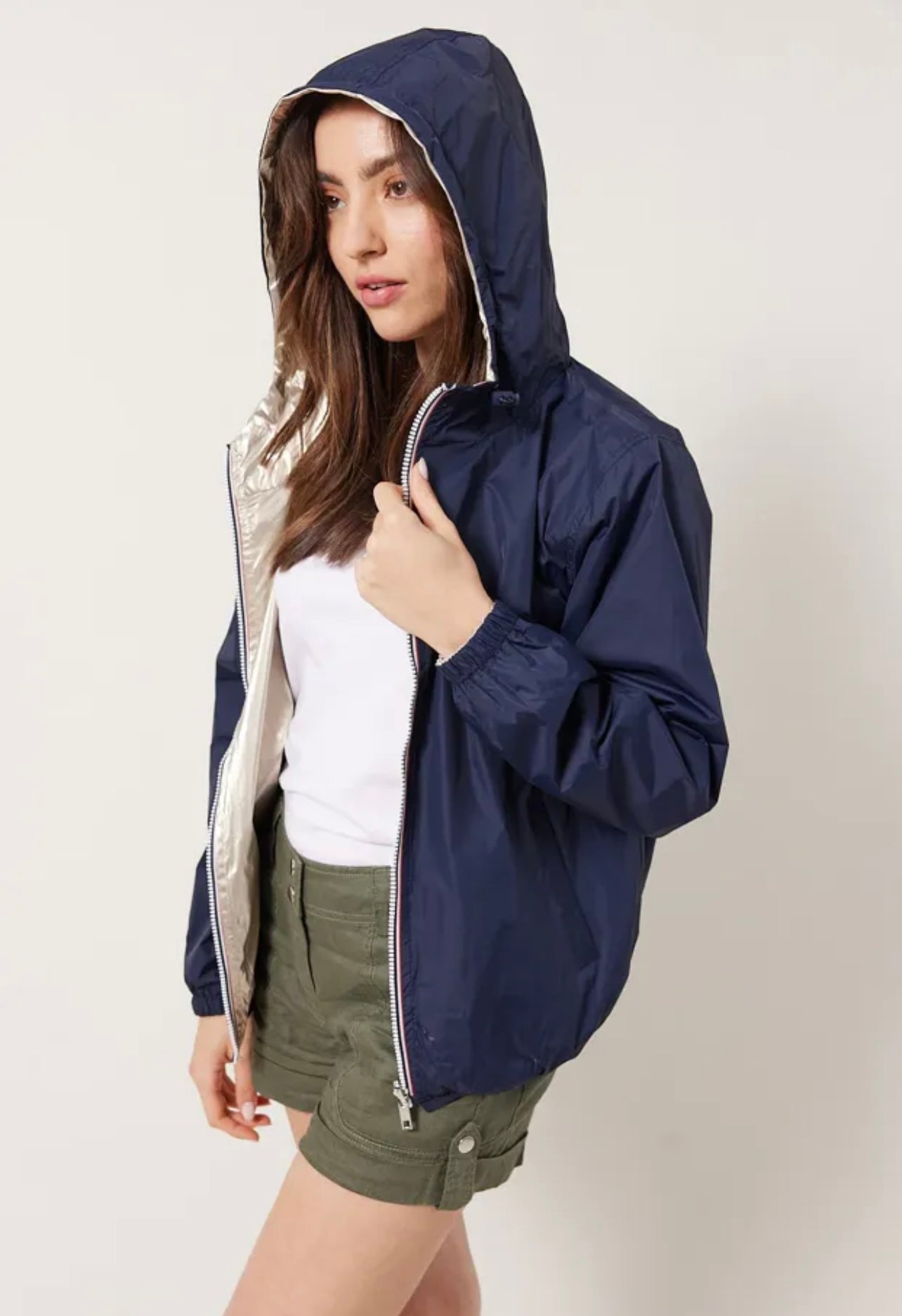 Parka réversible courte AGATA bleu marine