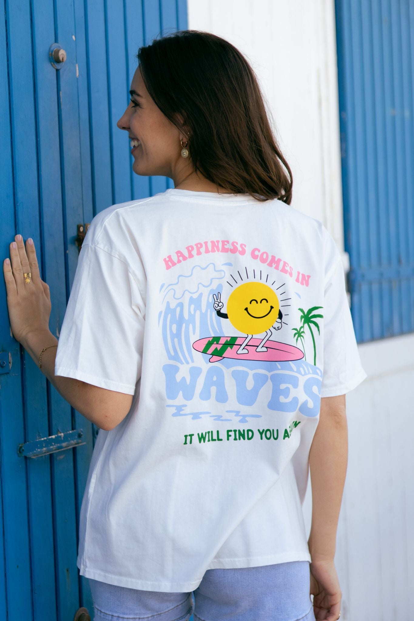 Tee-shirt SURF HAPPINESS COMES IN WAVES (différents coloris)