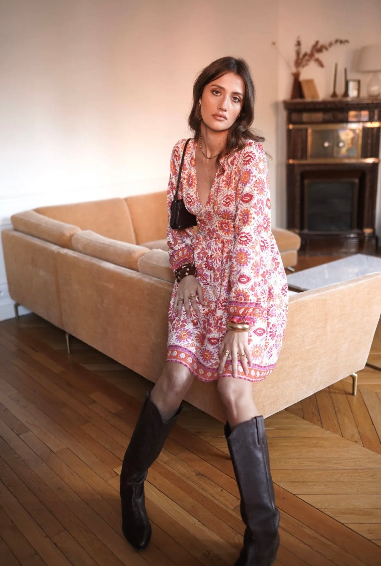 Robe MAUREA orange et fuchsia