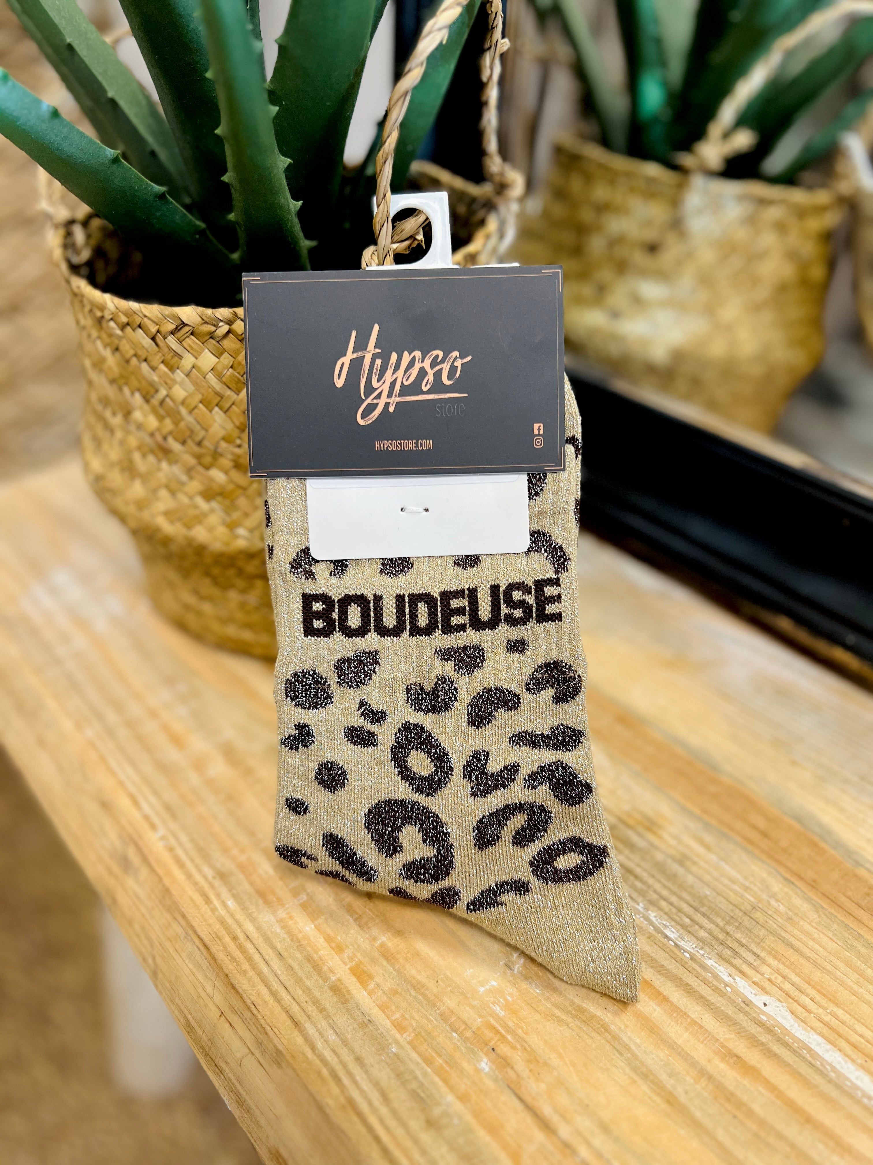 Chaussettes à paillettes BOUDEUSE léopard