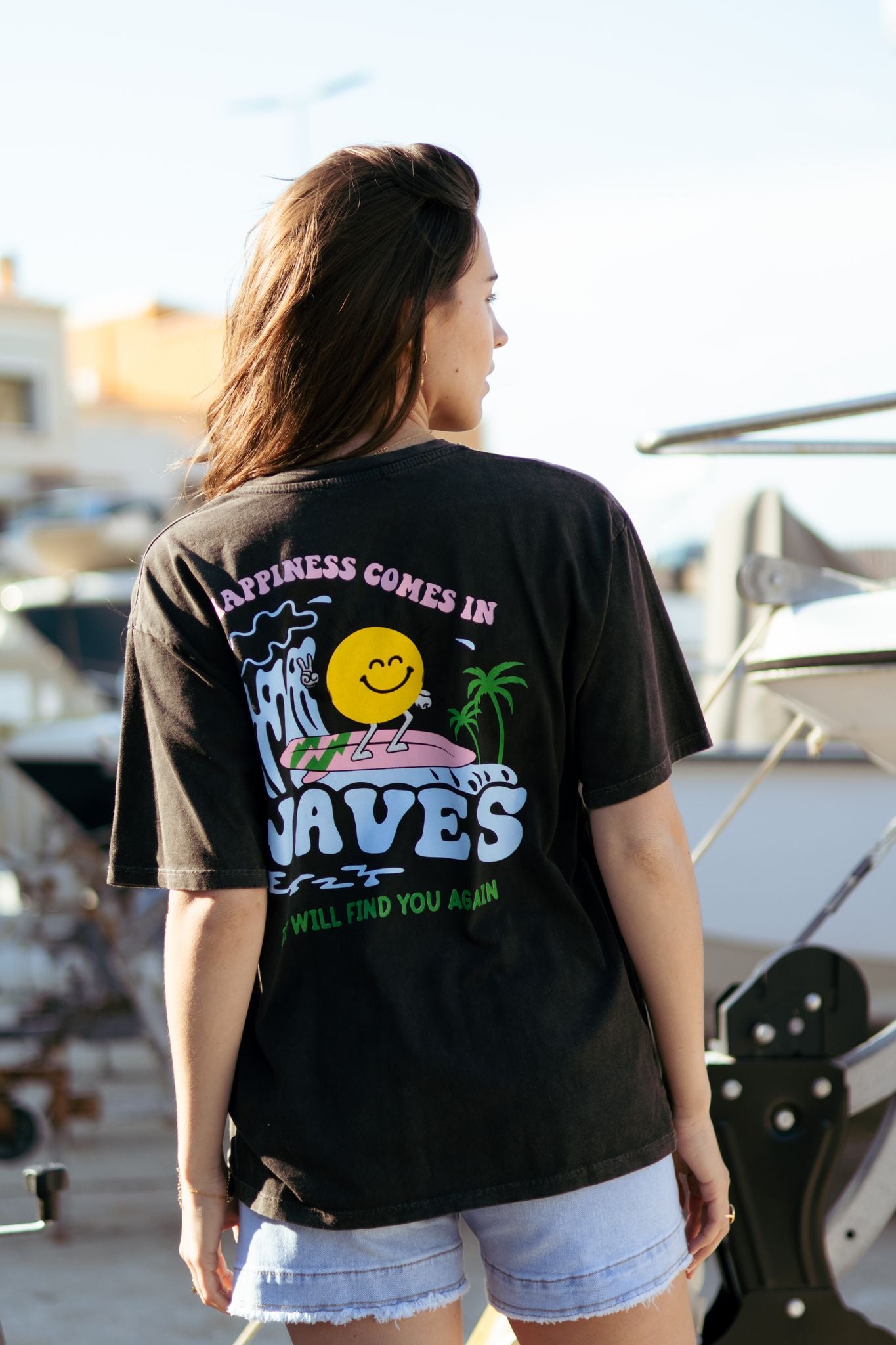 Tee-shirt SURF HAPPINESS COMES IN WAVES (différents coloris)