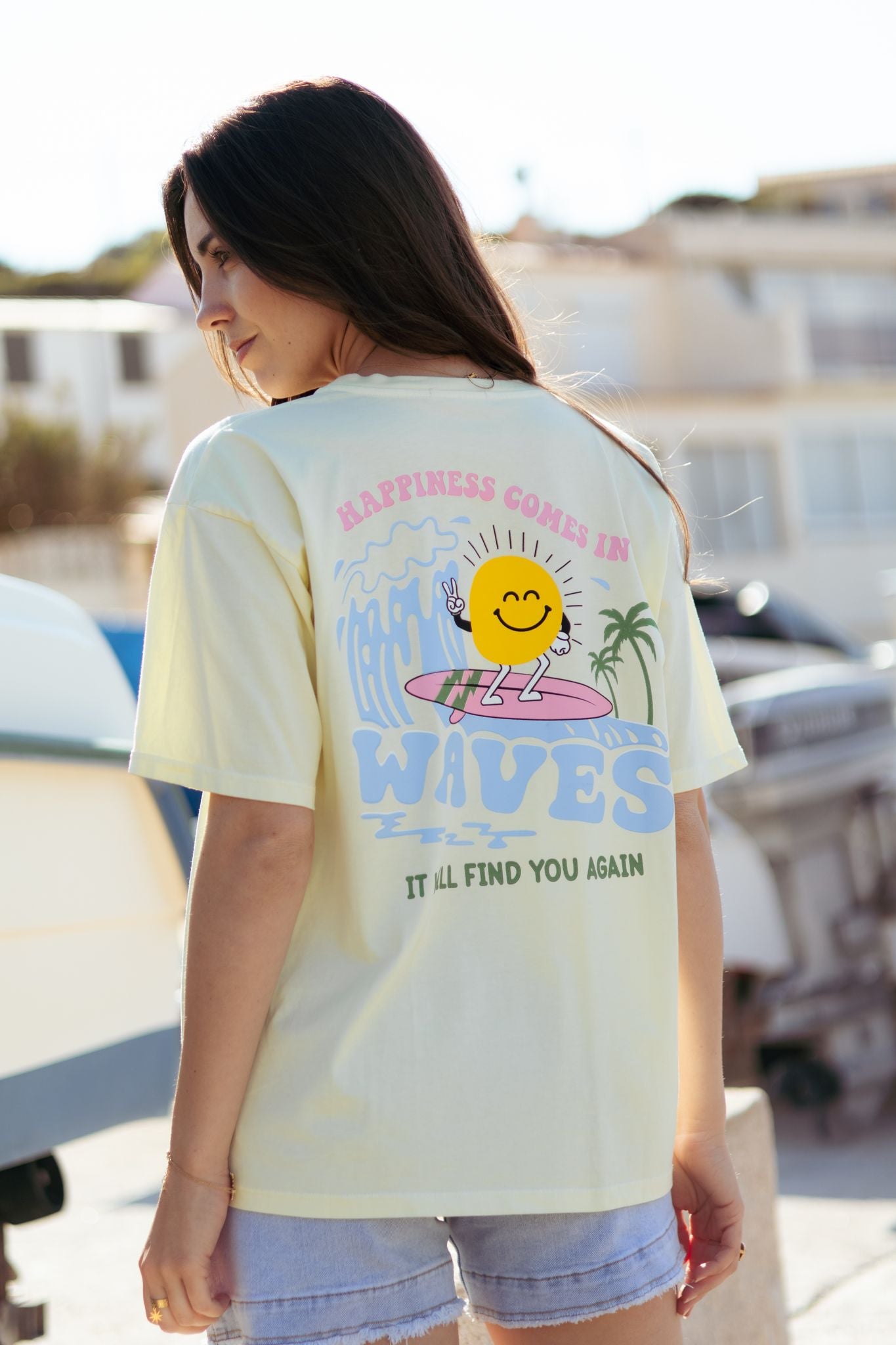 Tee-shirt SURF HAPPINESS COMES IN WAVES (différents coloris)