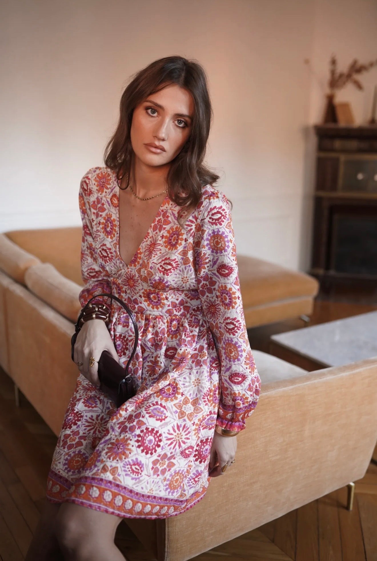 Robe MAUREA orange et fuchsia