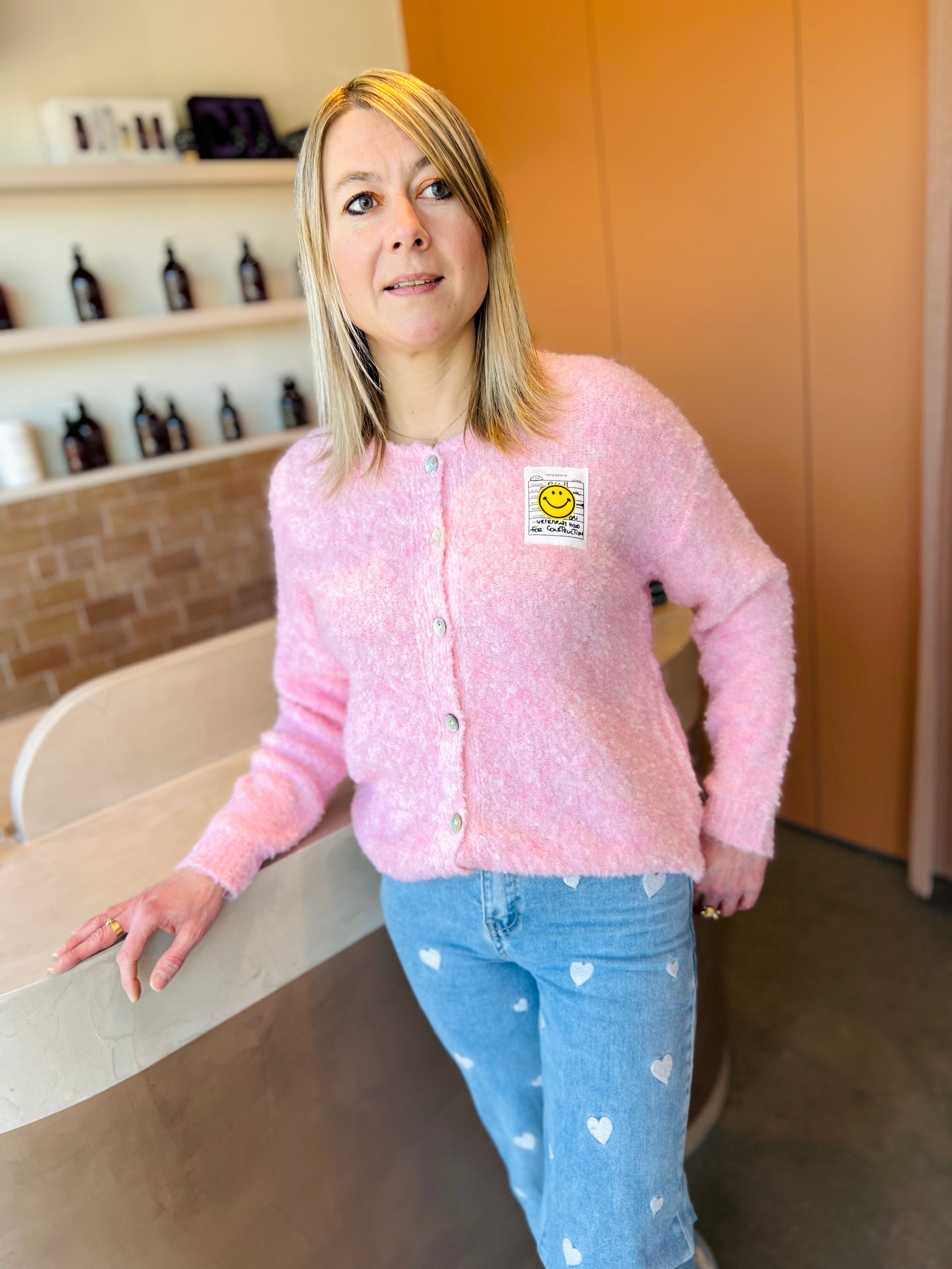 Gilet SMILEY baby rose