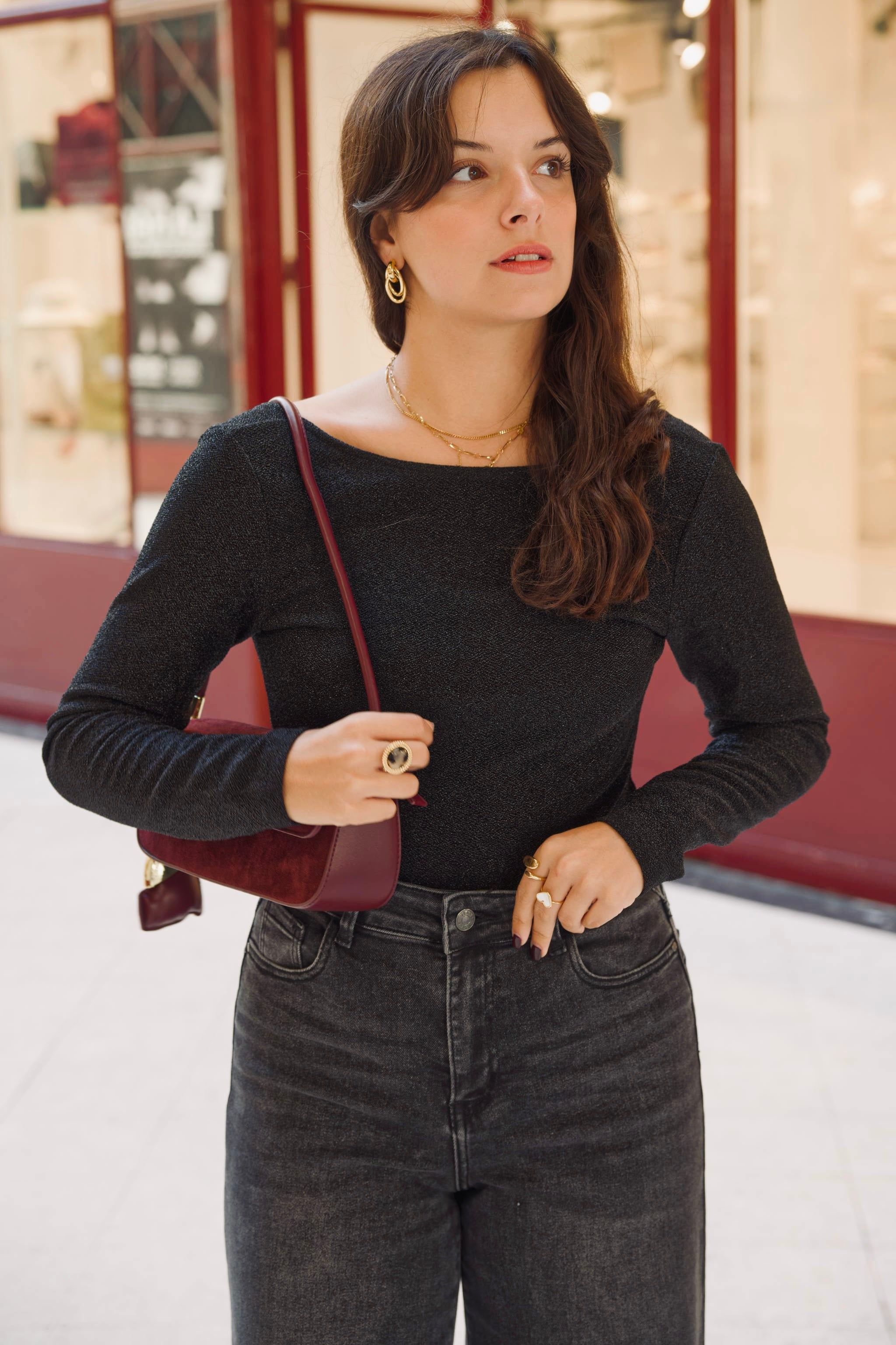 Body noir à paillettes