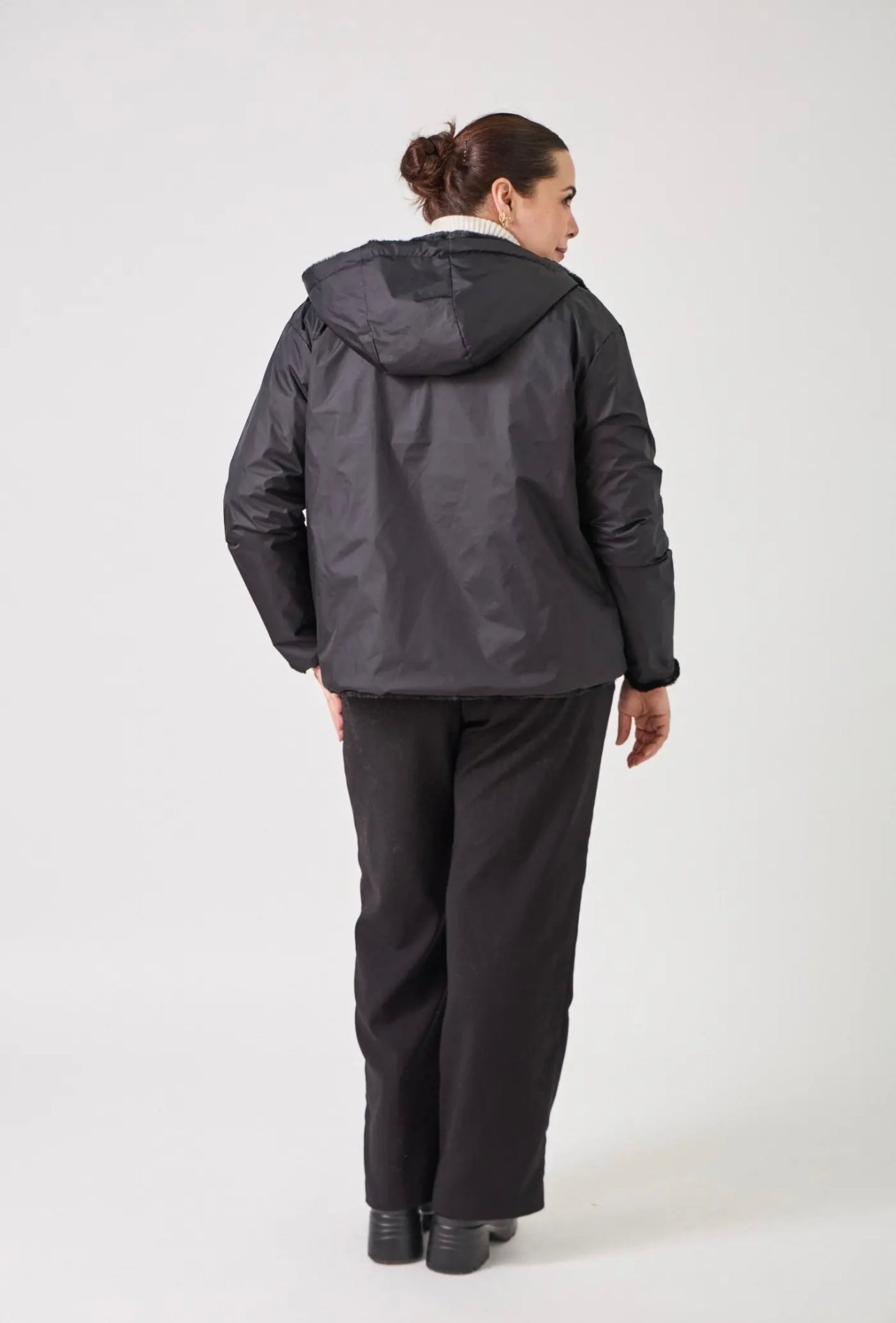 Parka HAPPY SIZE réversible courte fourrée LYNDA noir