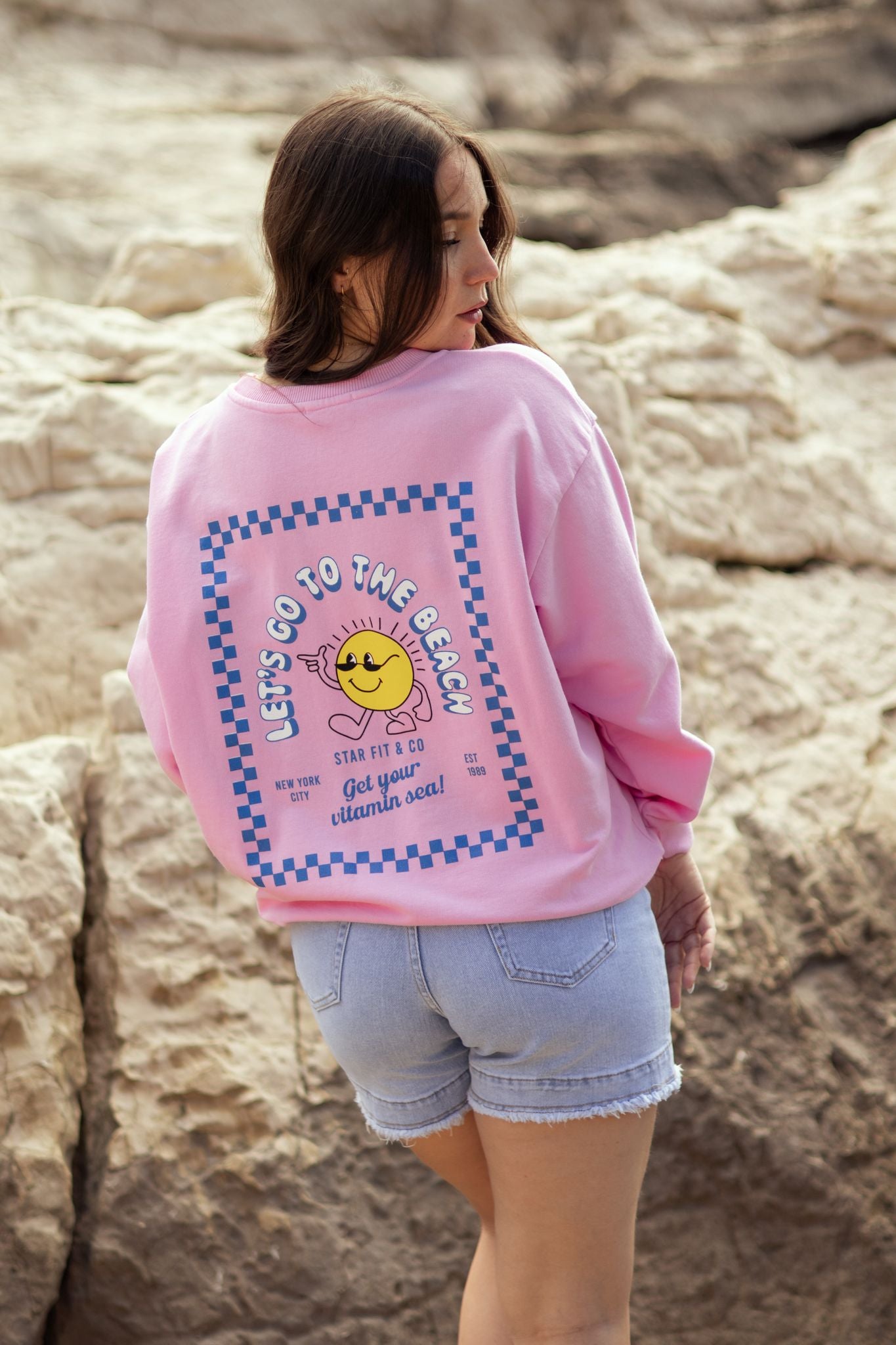 Sweat LET'S GO TO THE BEACH rose clair