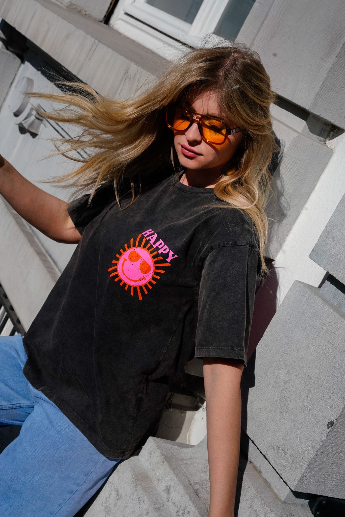 Tee-shirt HAPPY SOLEIL noir used