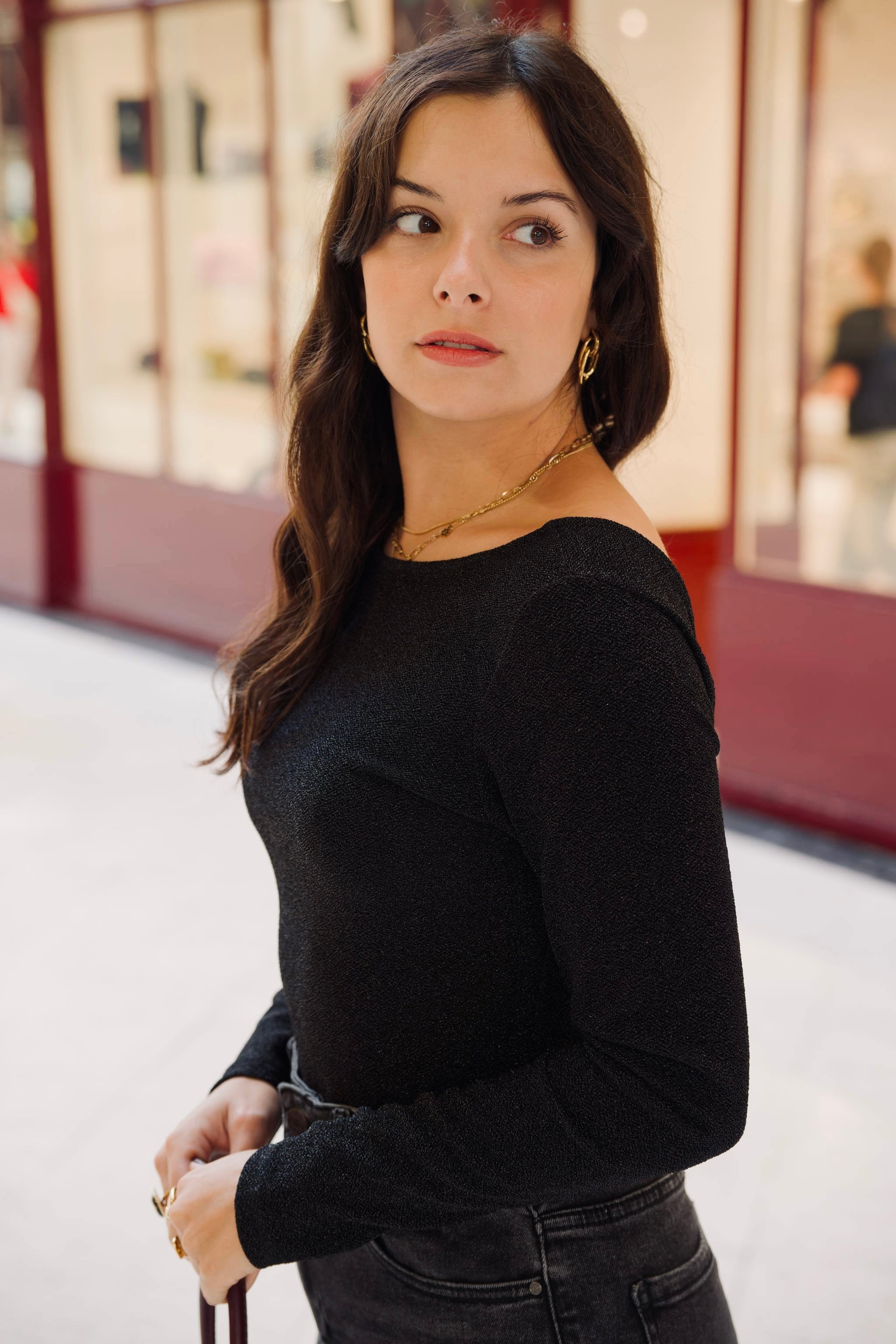 Body noir à paillettes