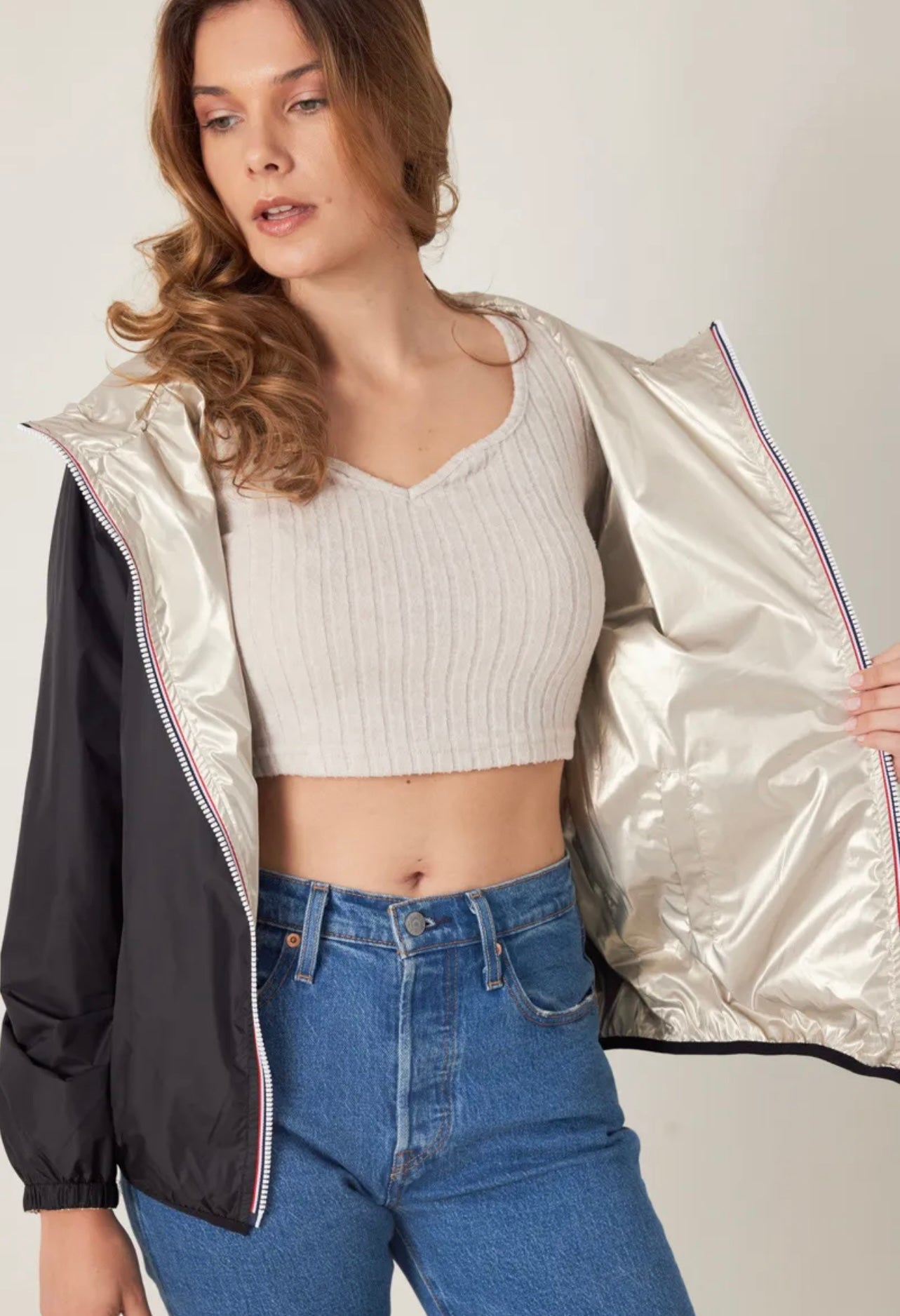 Parka réversible courte AGATA noir