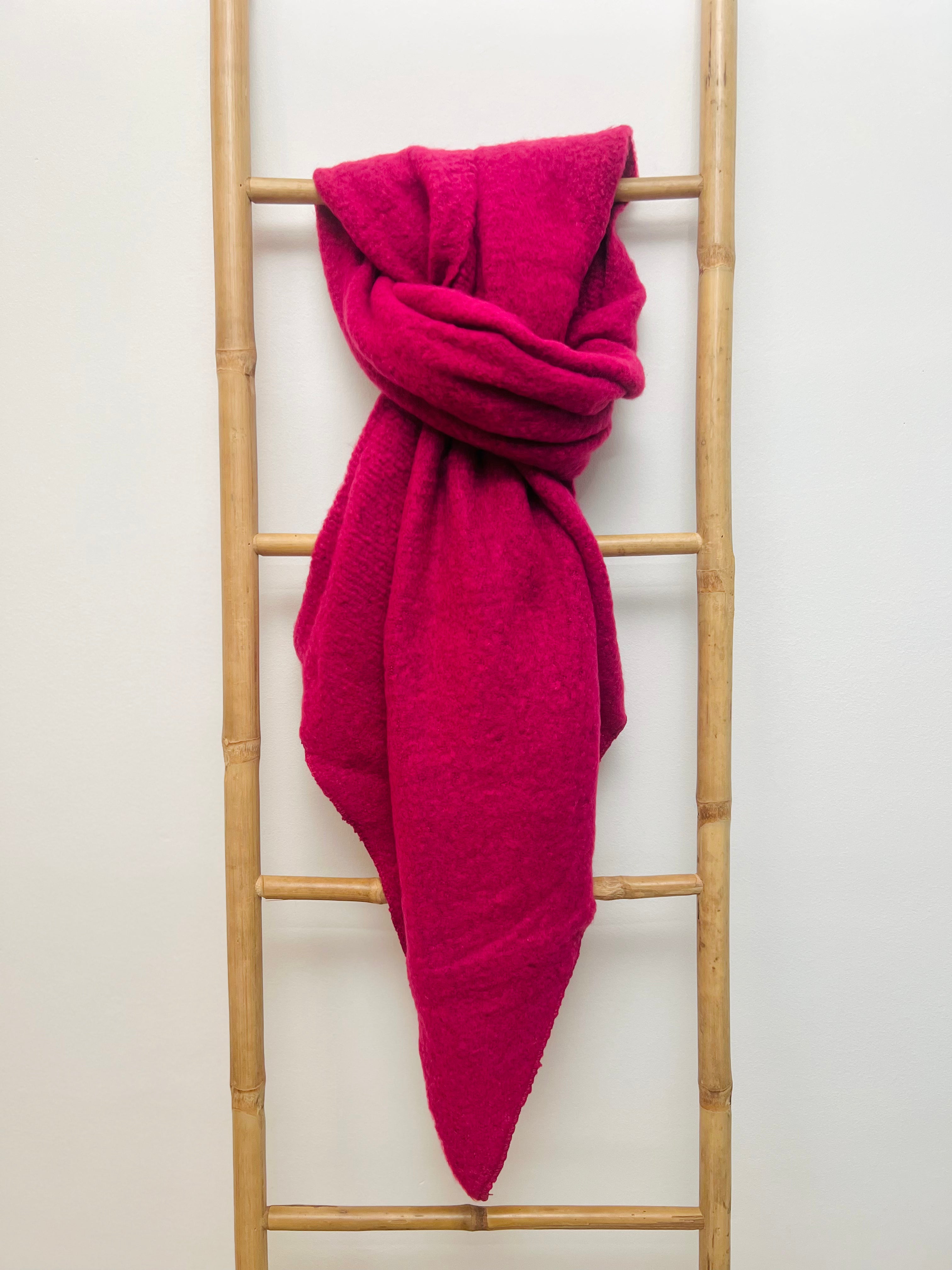 Écharpe laine fuchsia foncé