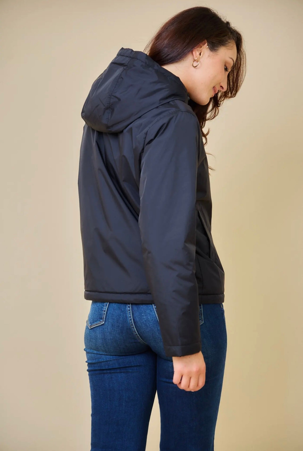 Parka de pluie courte et fourrée JUSTINE noir