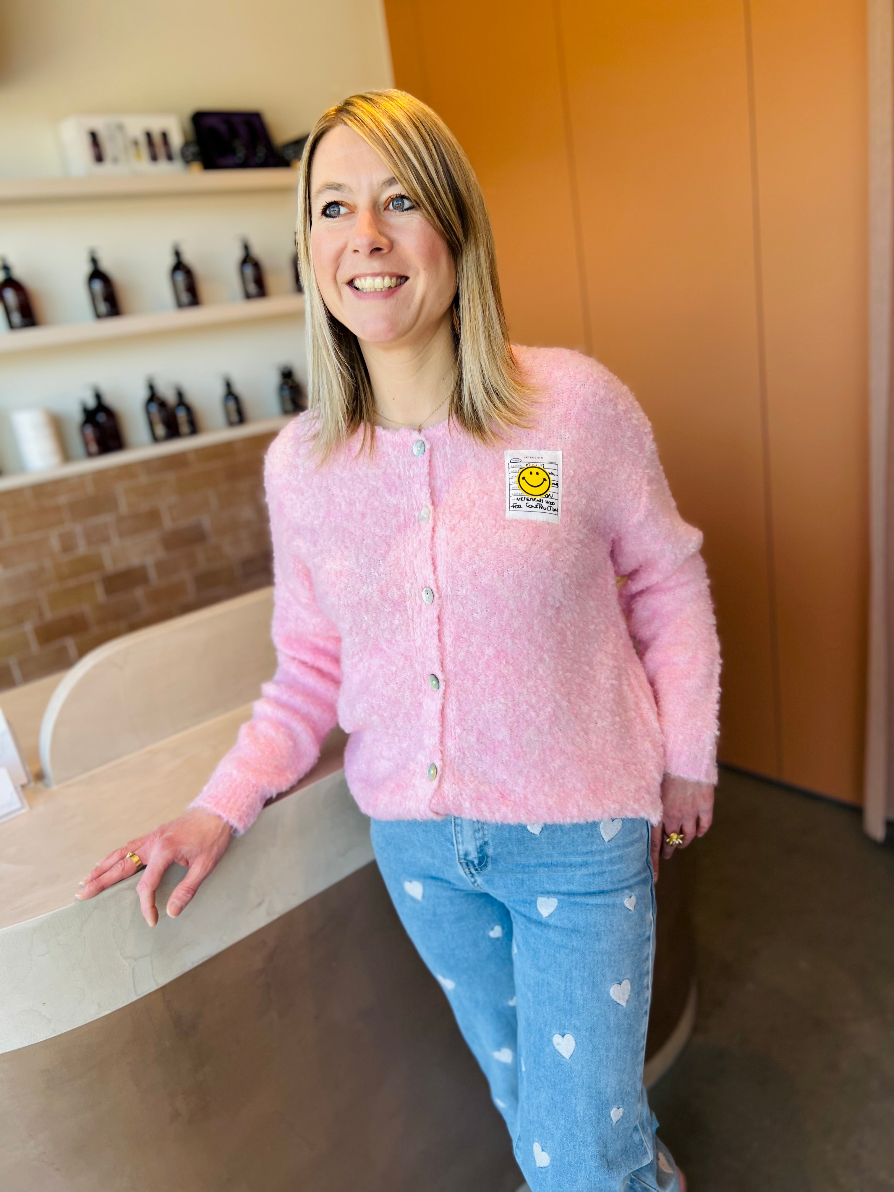 Gilet SMILEY baby rose