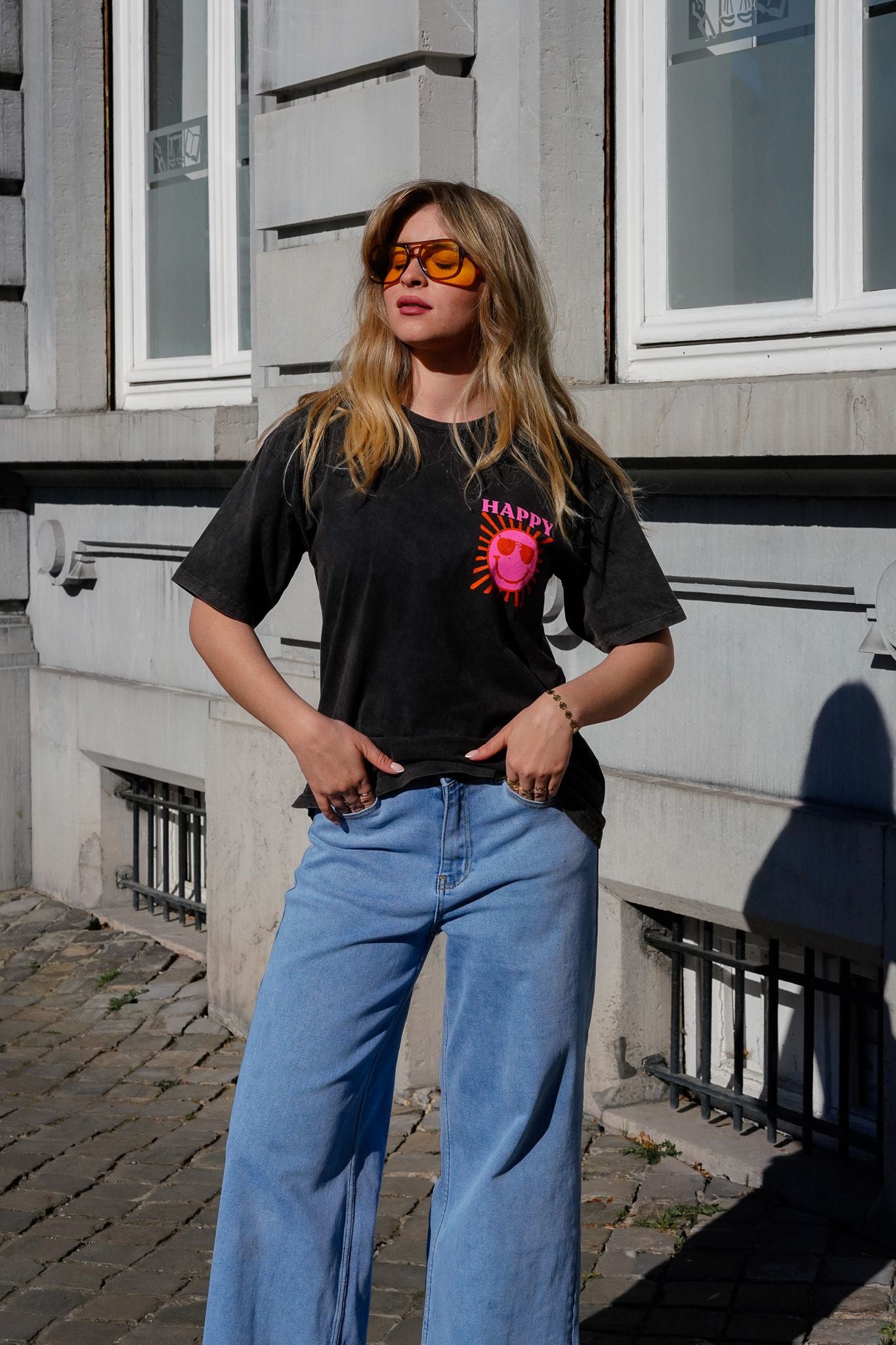 Tee-shirt HAPPY SOLEIL noir used