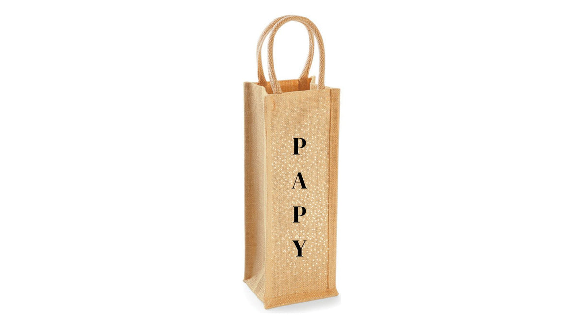 Porte-bouteille en toile de jute personnalisable