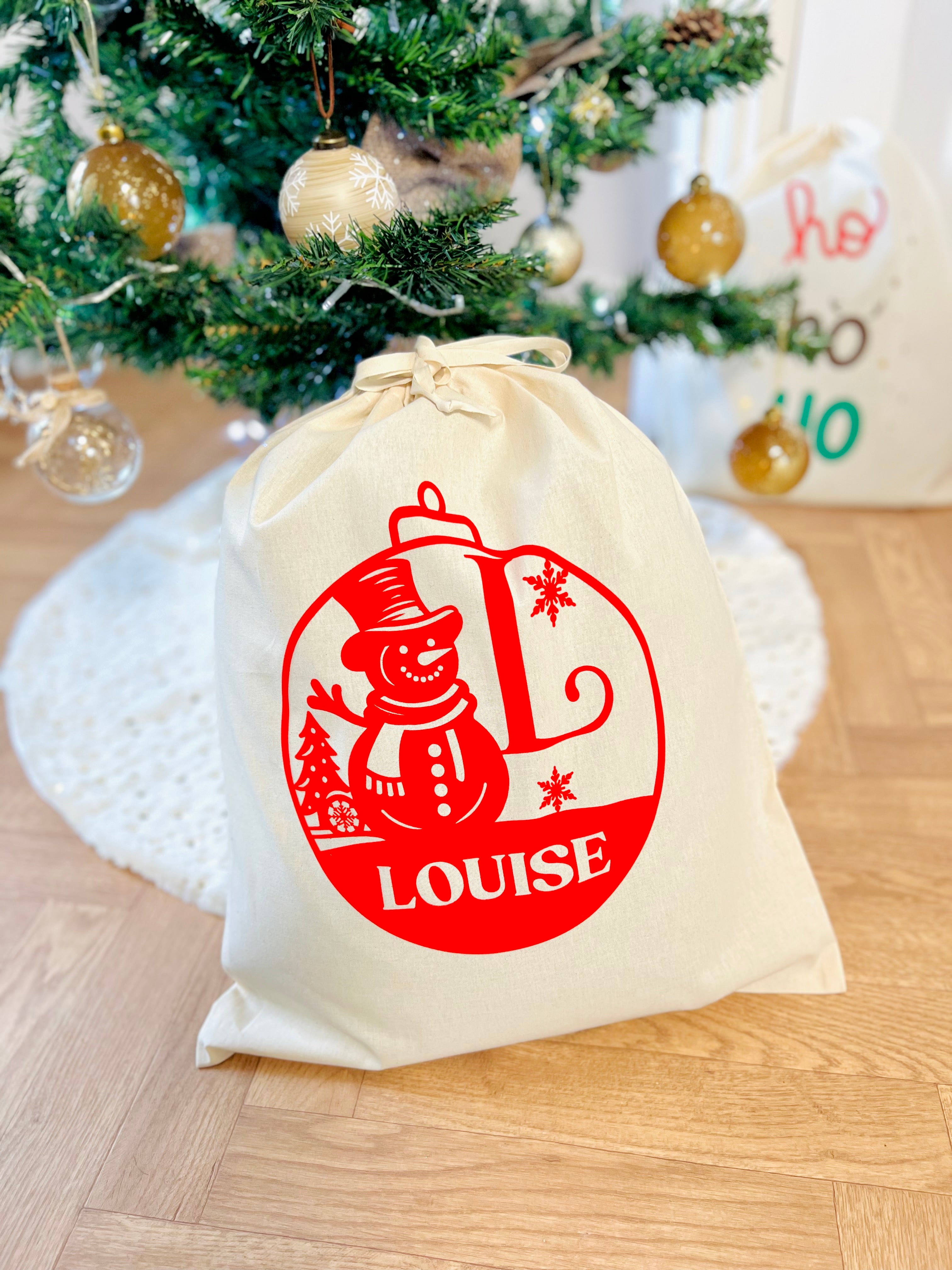 Hotte à cadeaux de Noël à personnaliser BOULE DE NOEL