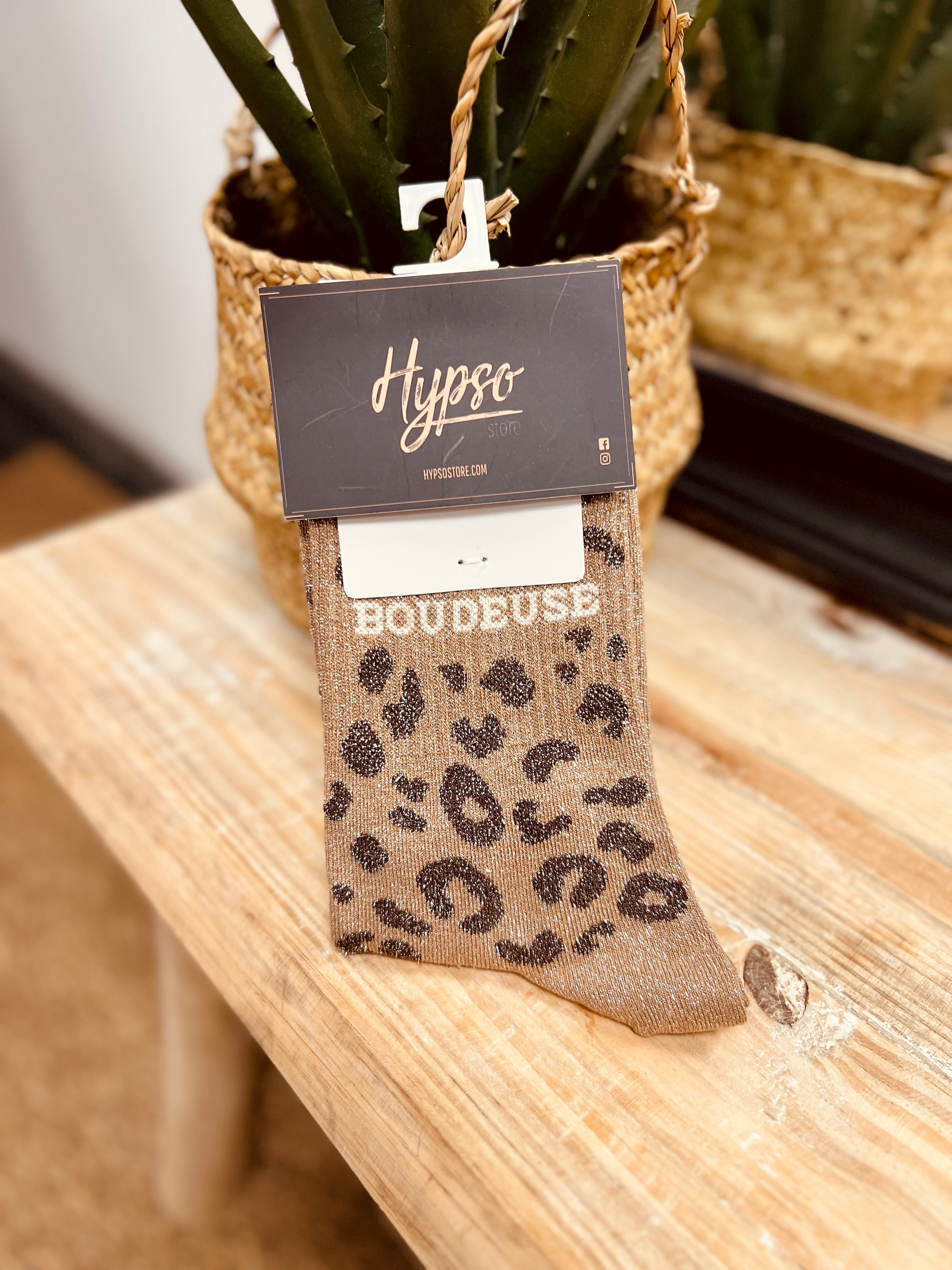 Chaussettes à paillettes BOUDEUSE léopard