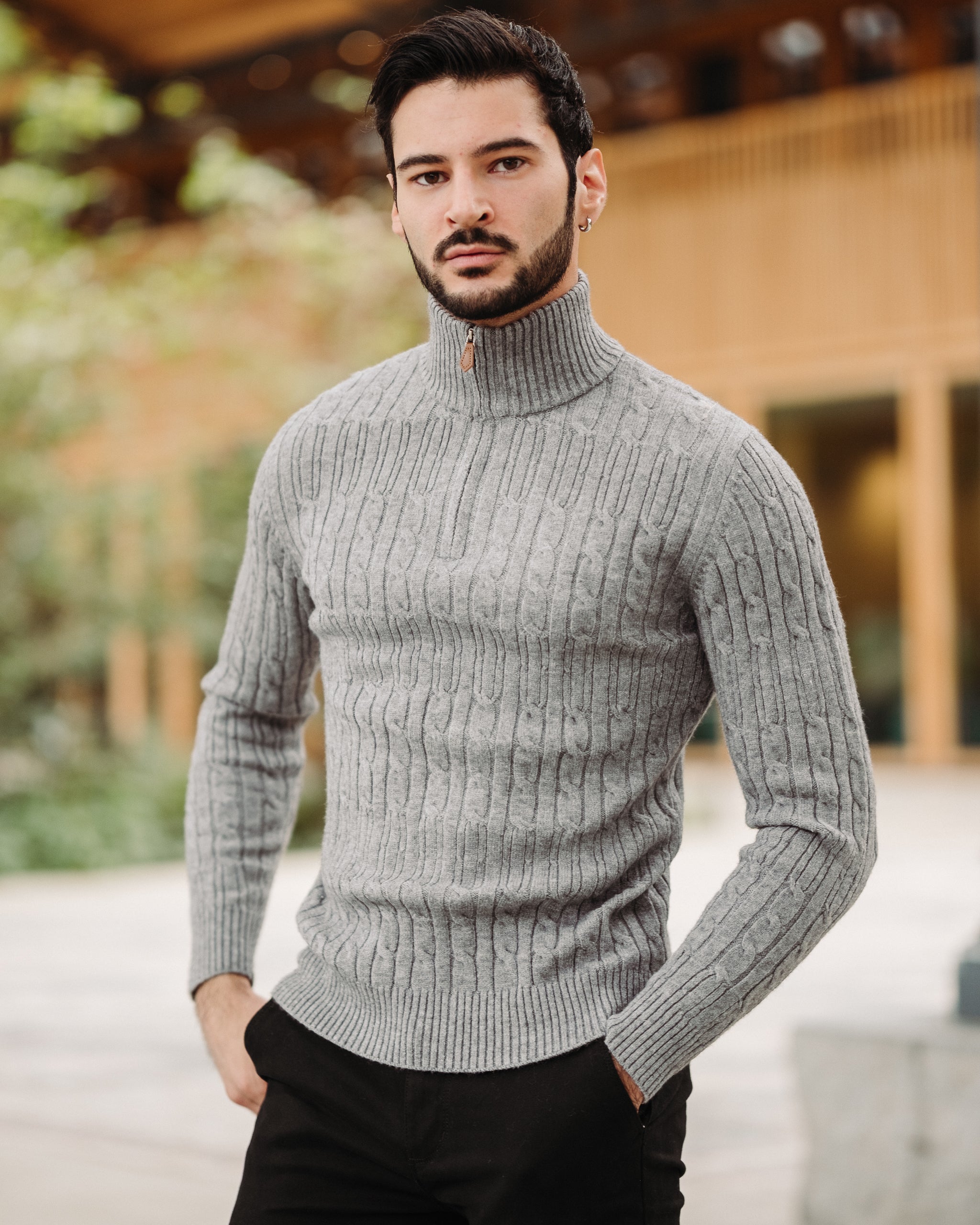 Grauer DUFFY-Pullover