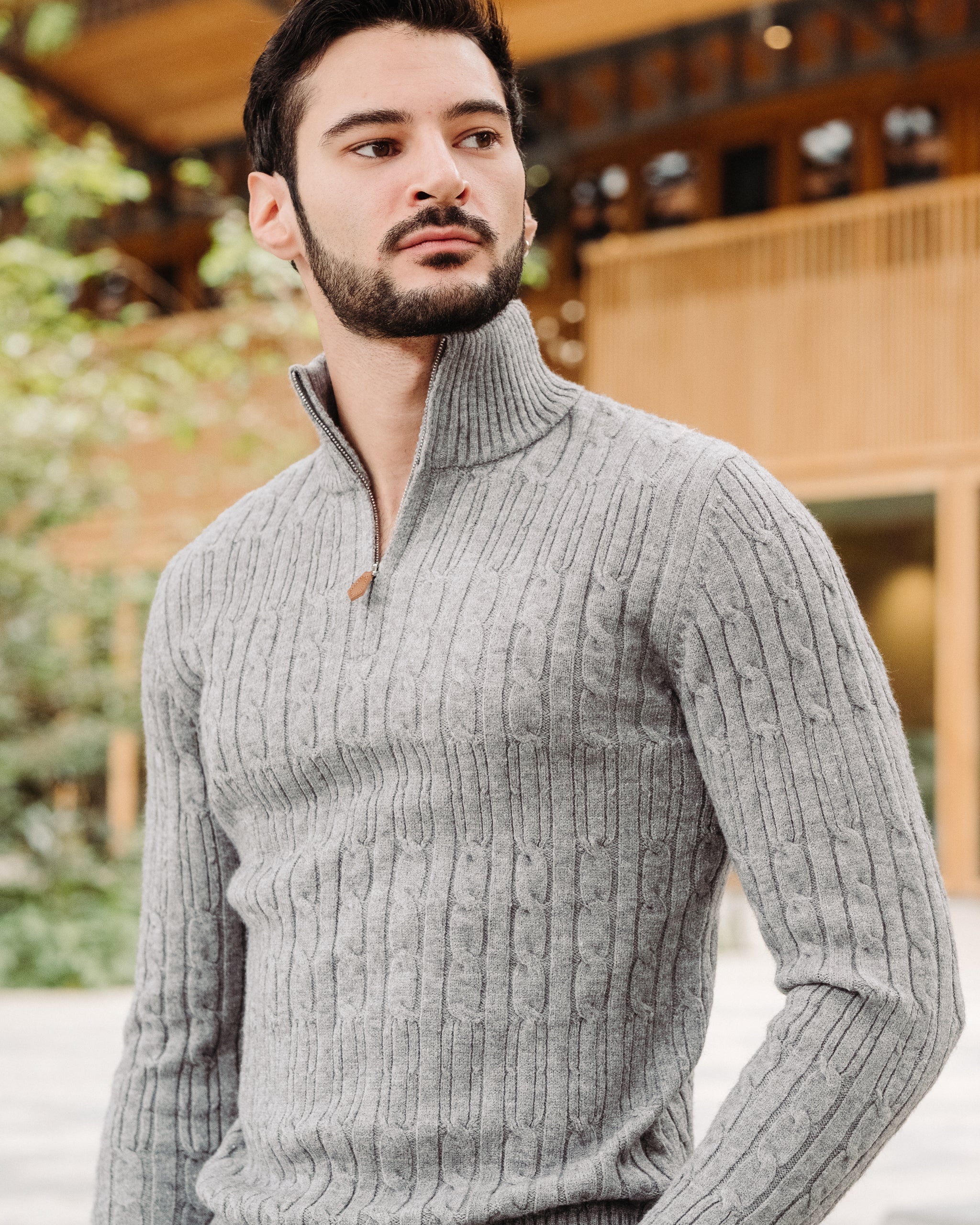 Grauer DUFFY-Pullover