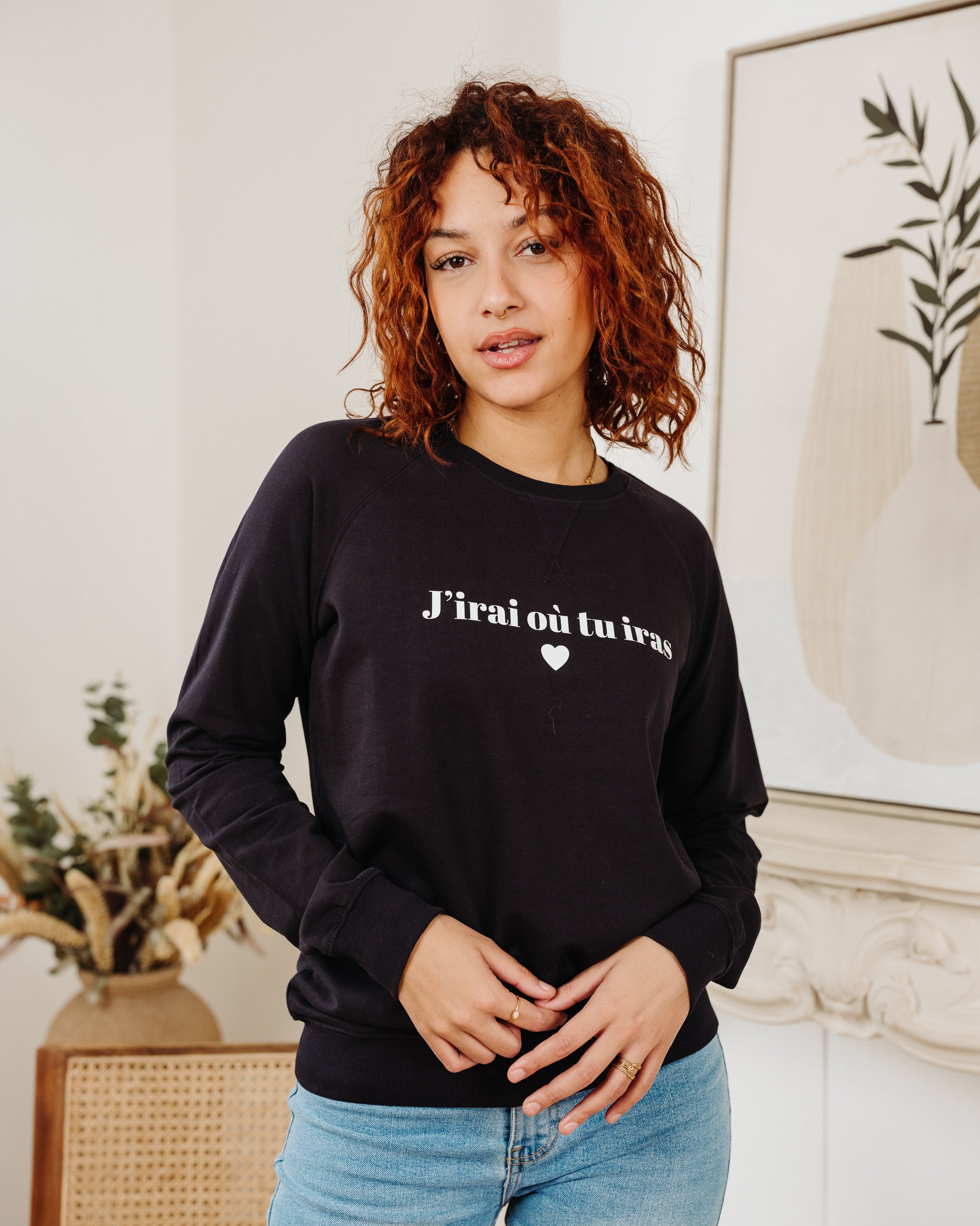 Sweatshirt „Ich gehe überall hin, wohin du auch gehst“ in Marineblau