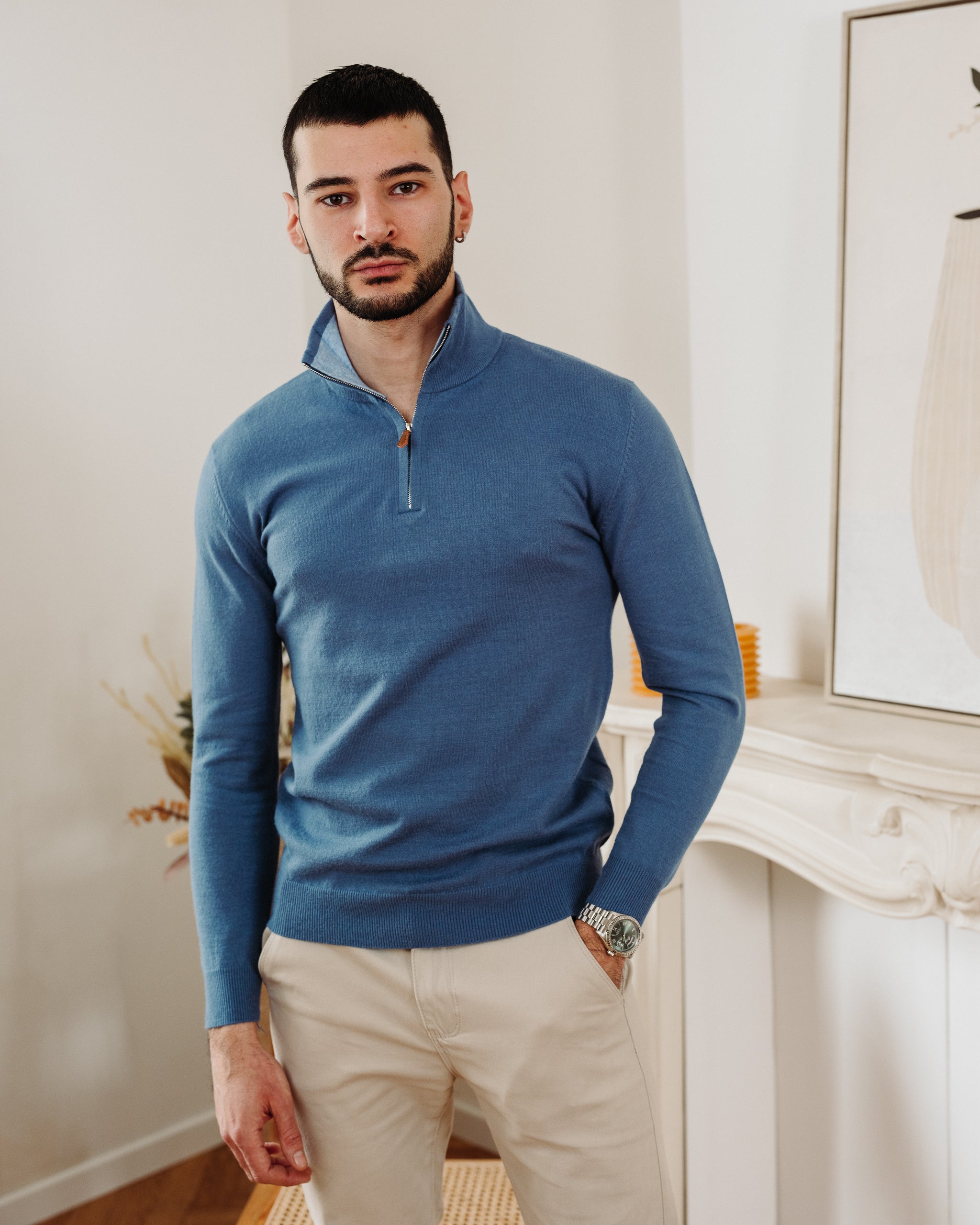 Jeansblauer OSCAR-Pullover