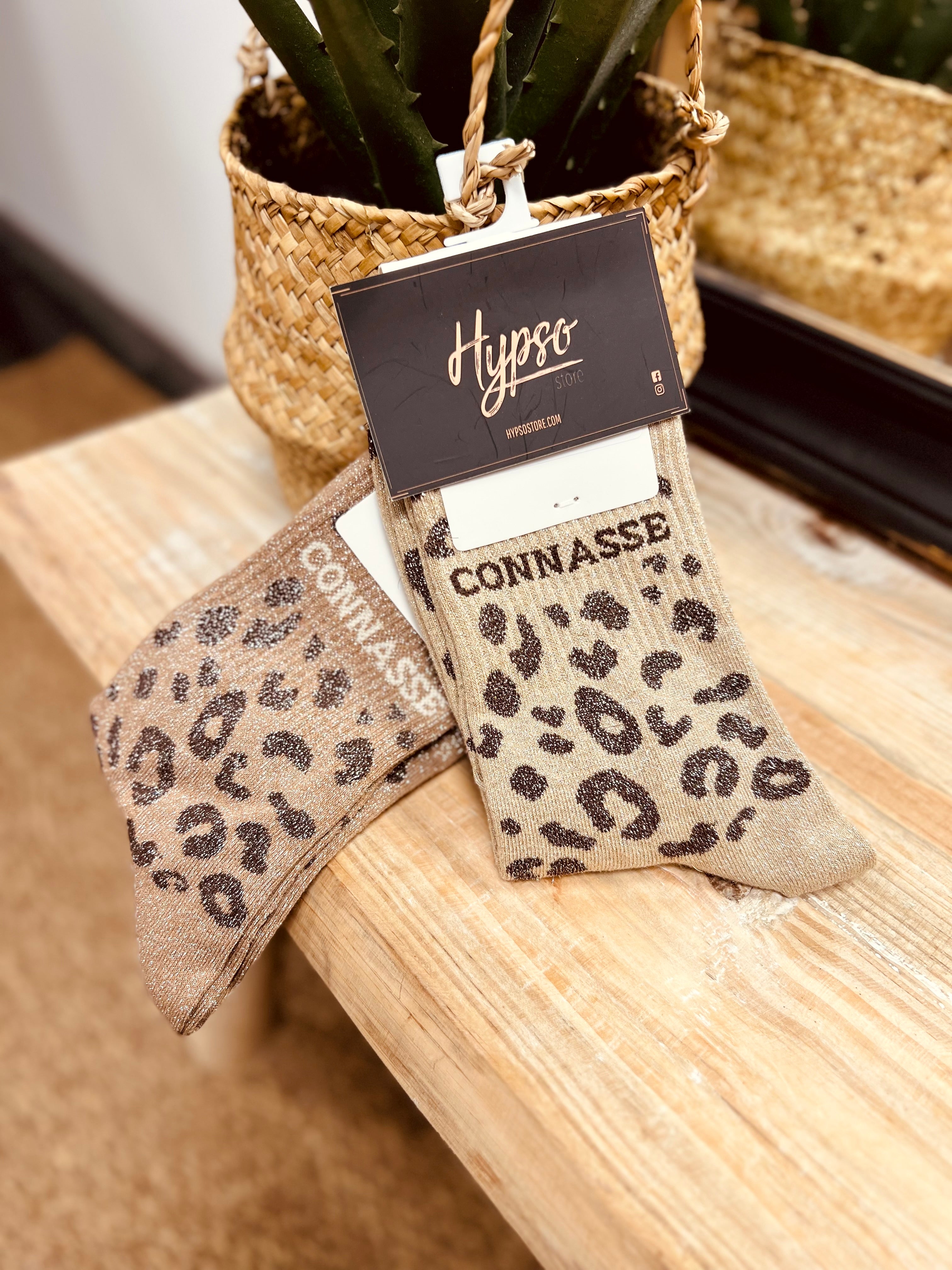 Chaussettes à paillettes CONNASSE léopard