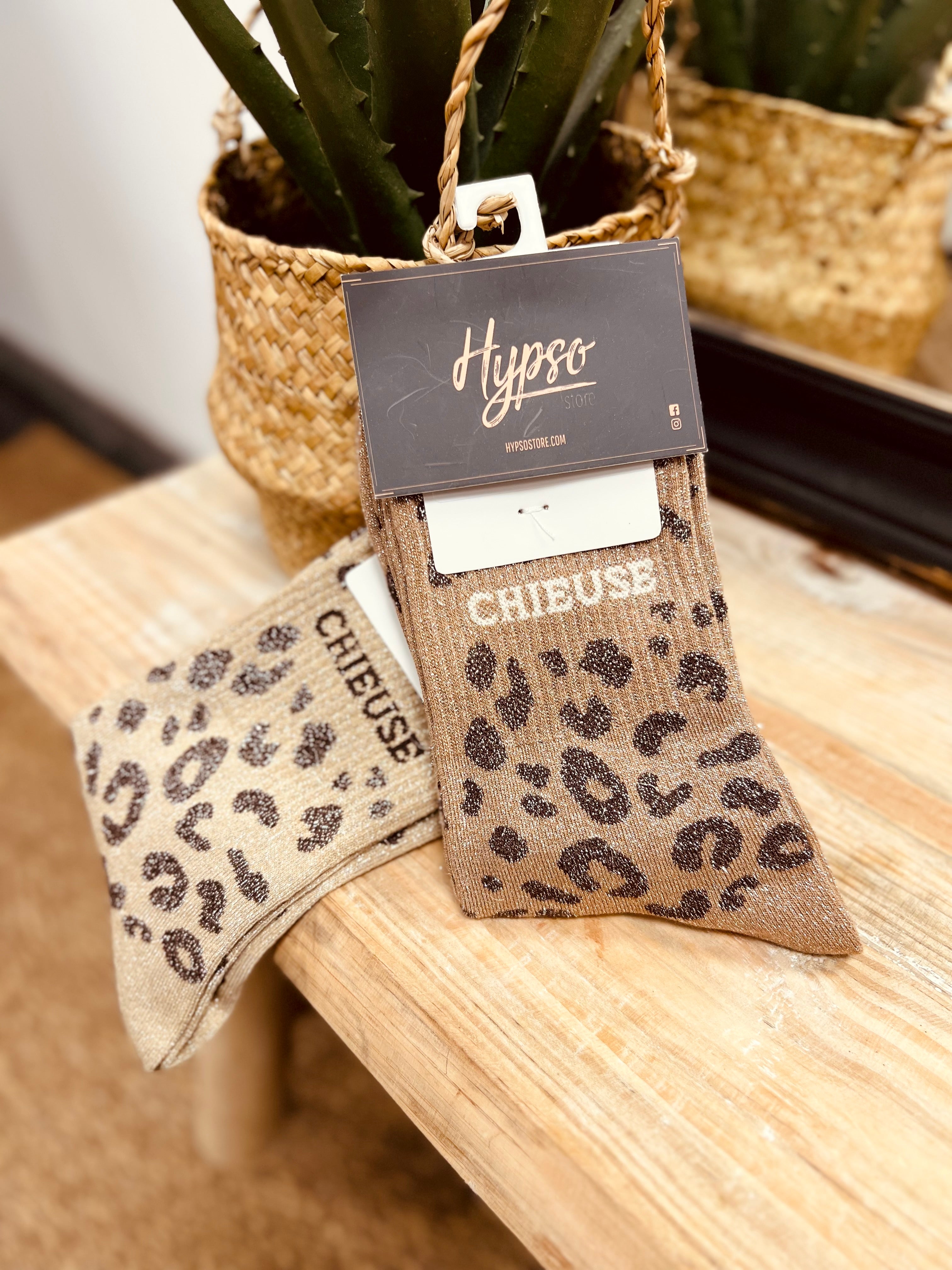Chaussettes à paillettes CHIEUSE léopard