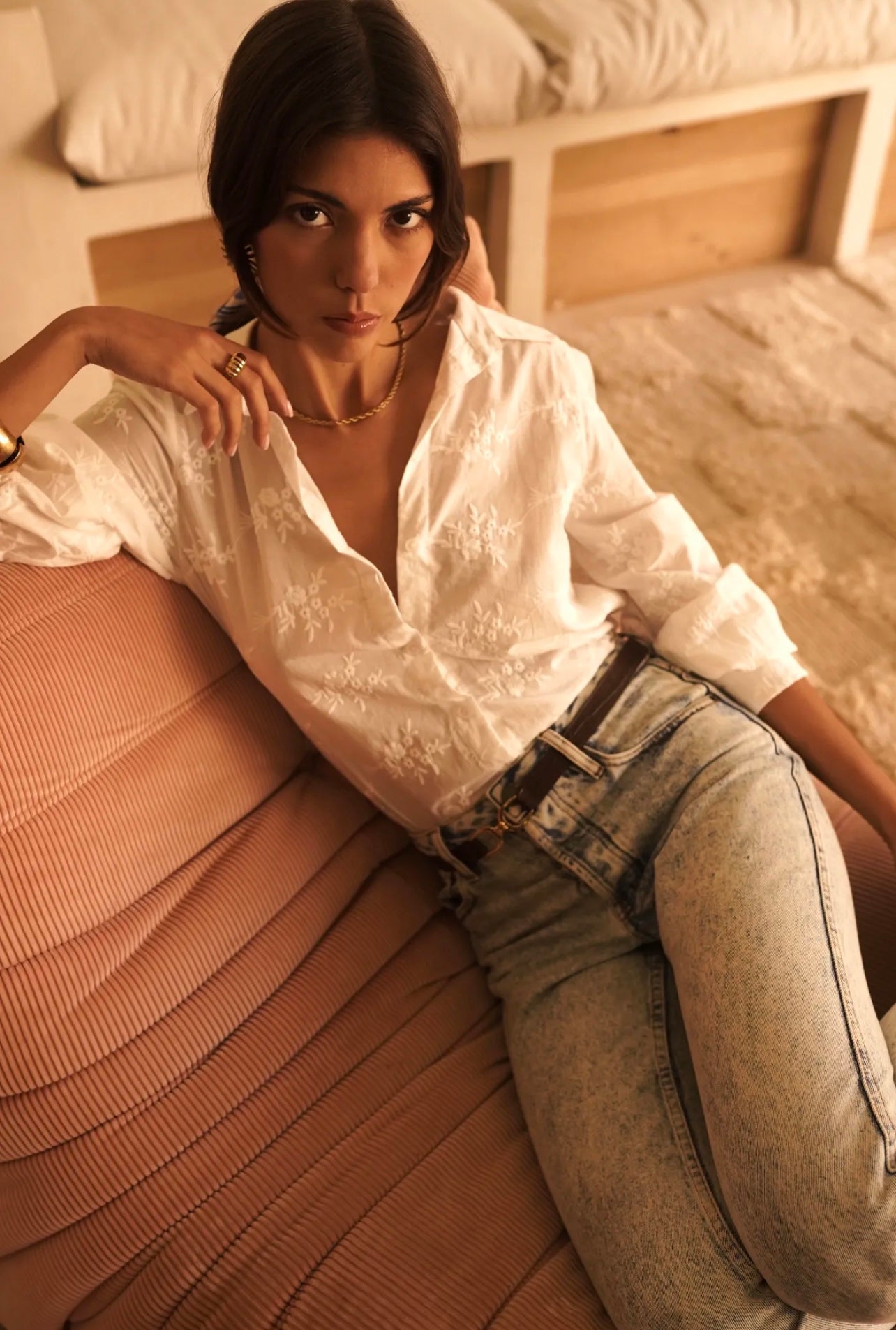 Chemisier à broderie MINSS blanc