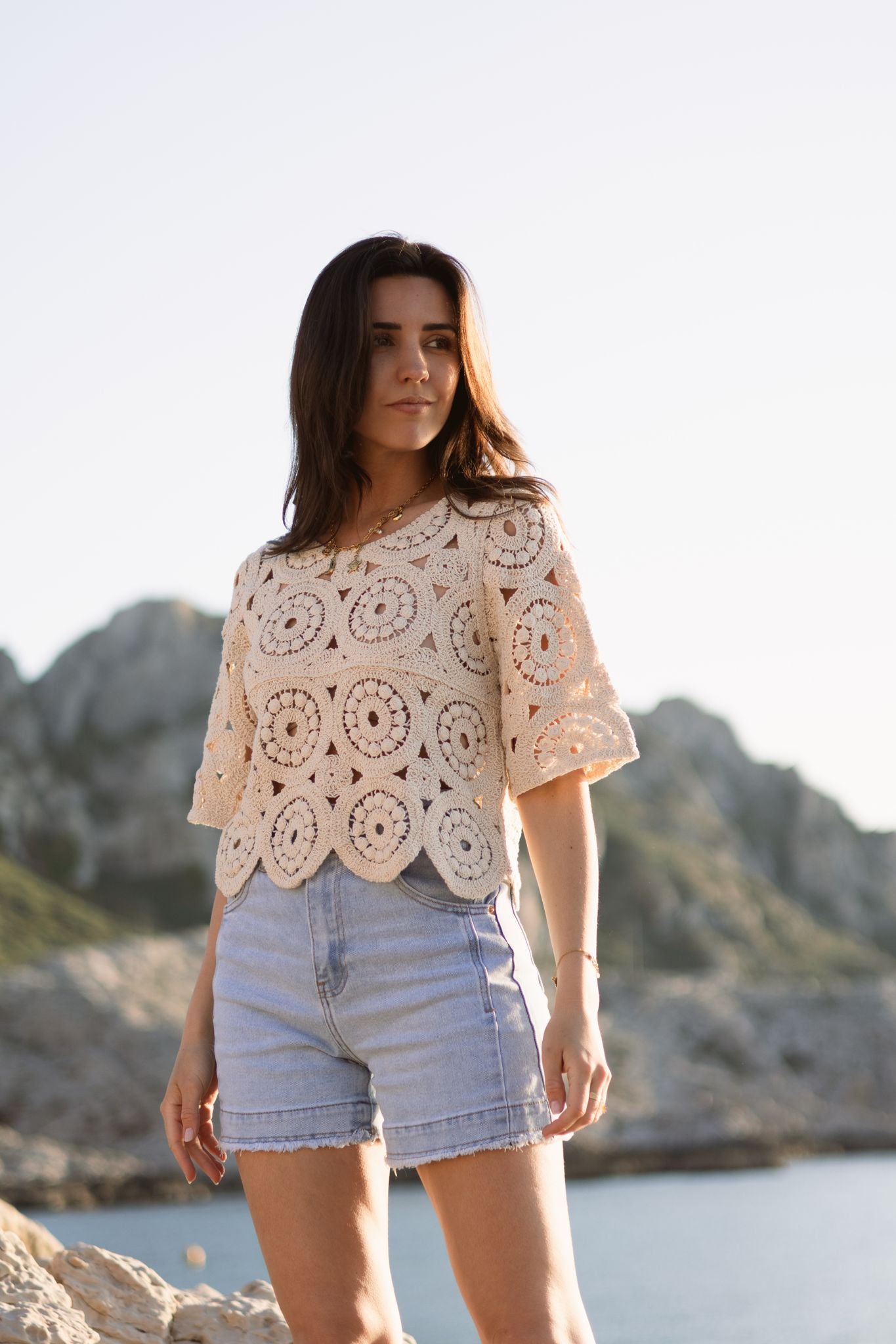 Top en crochet ROBBY beige