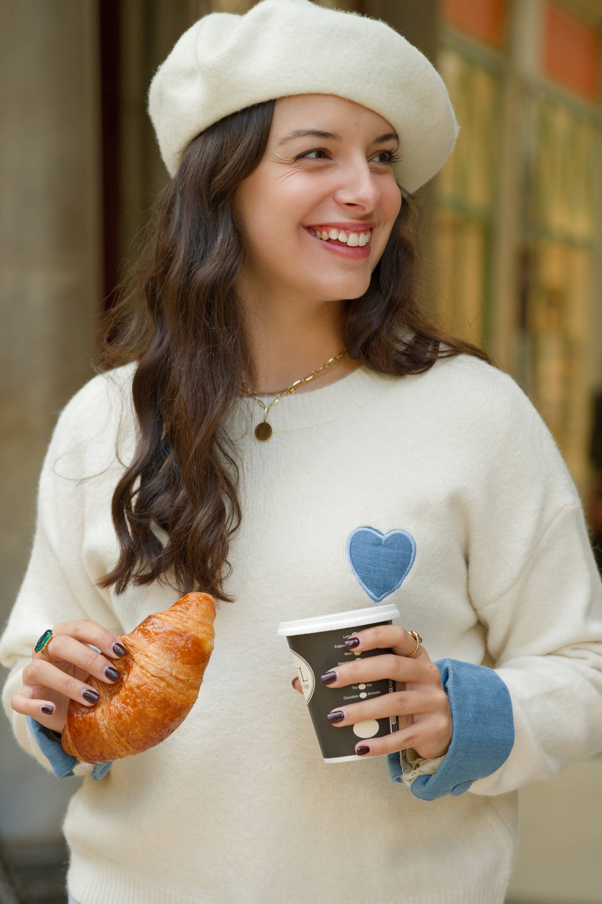 Pull MANON blanc et bleu jeans