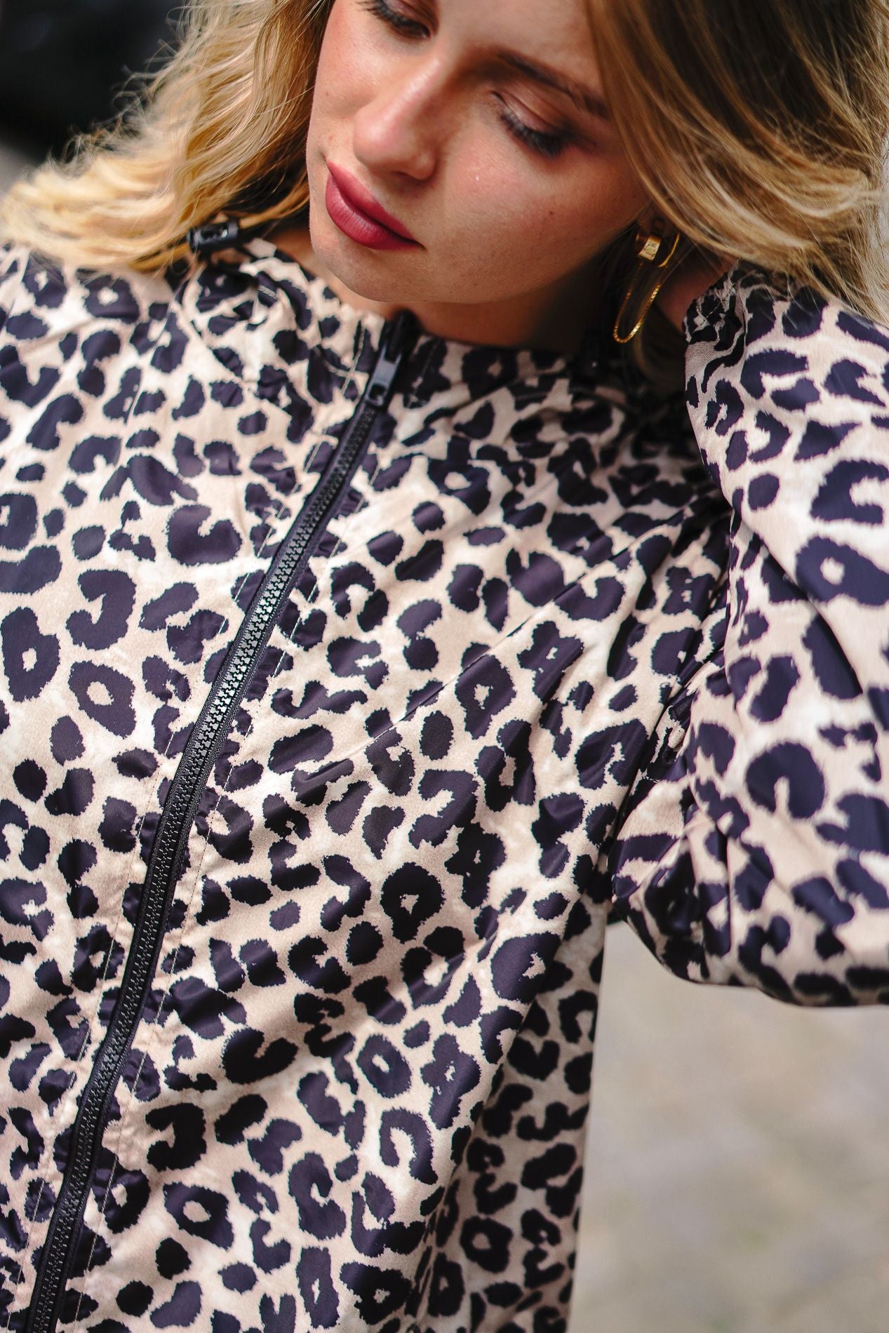 Parka de pluie réversible MIA léopard beige