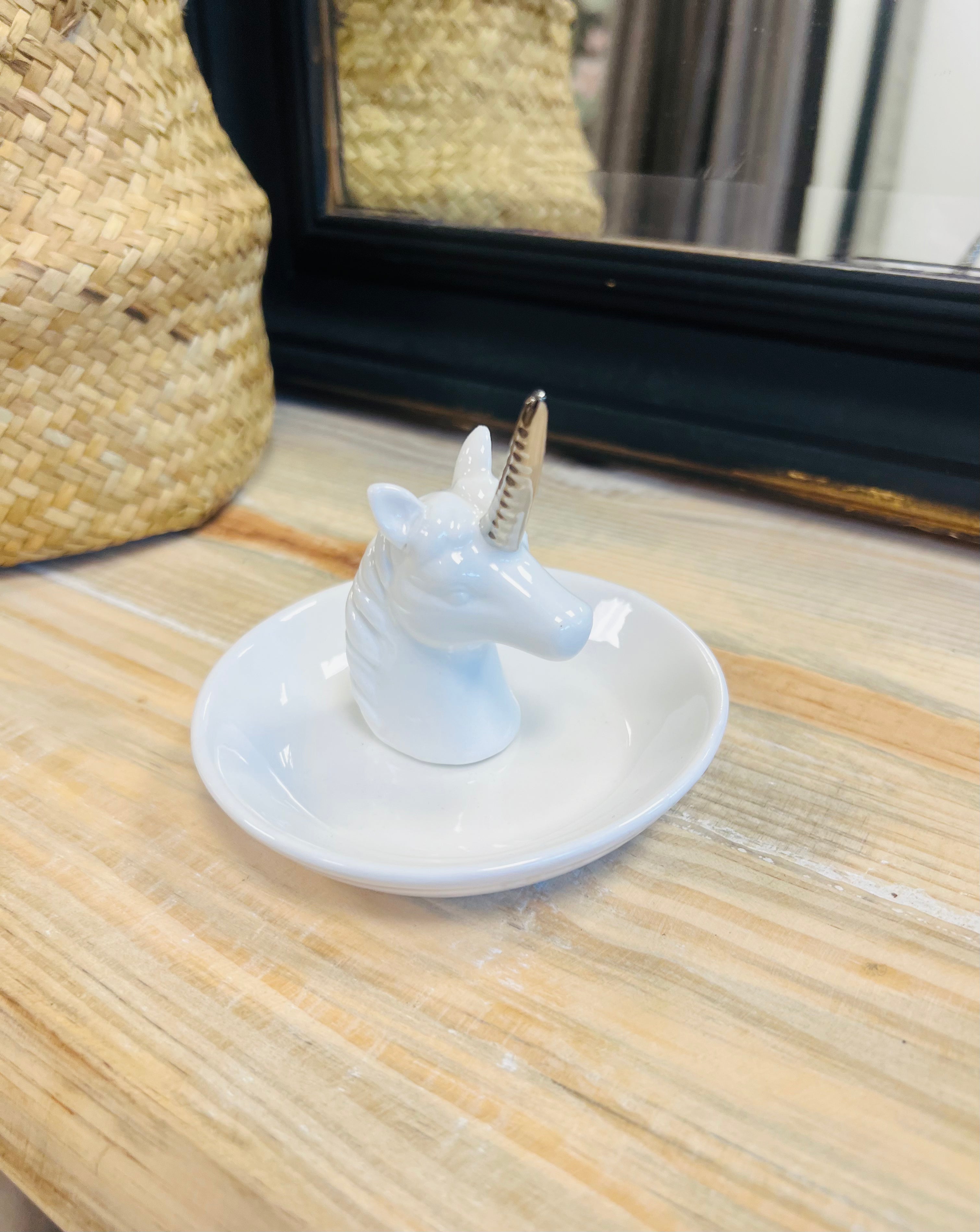 Porte bijoux licorne argentée
