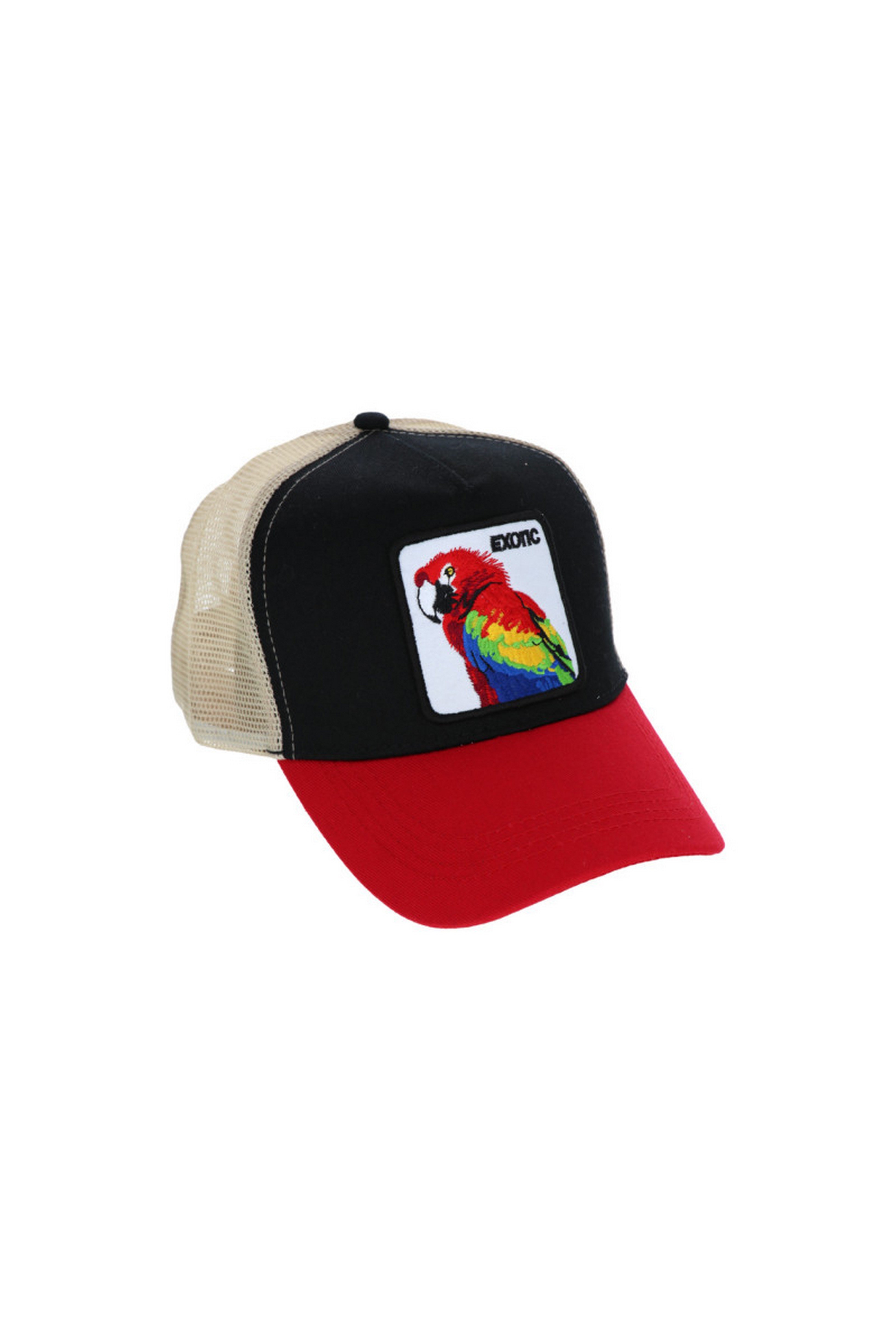 Casquette PERROQUET rouge et noir