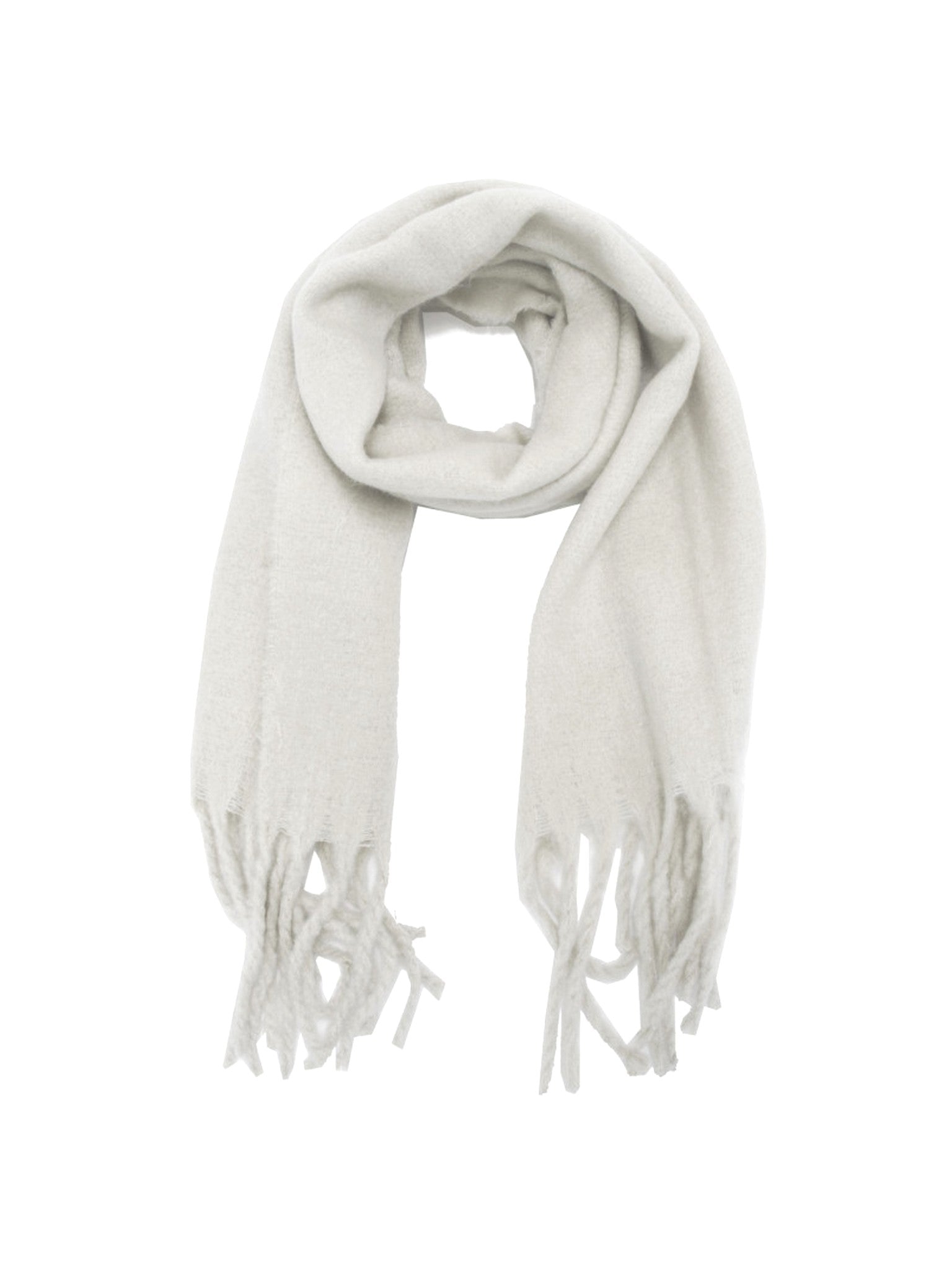 Écharpe recyclée blanc avec franges